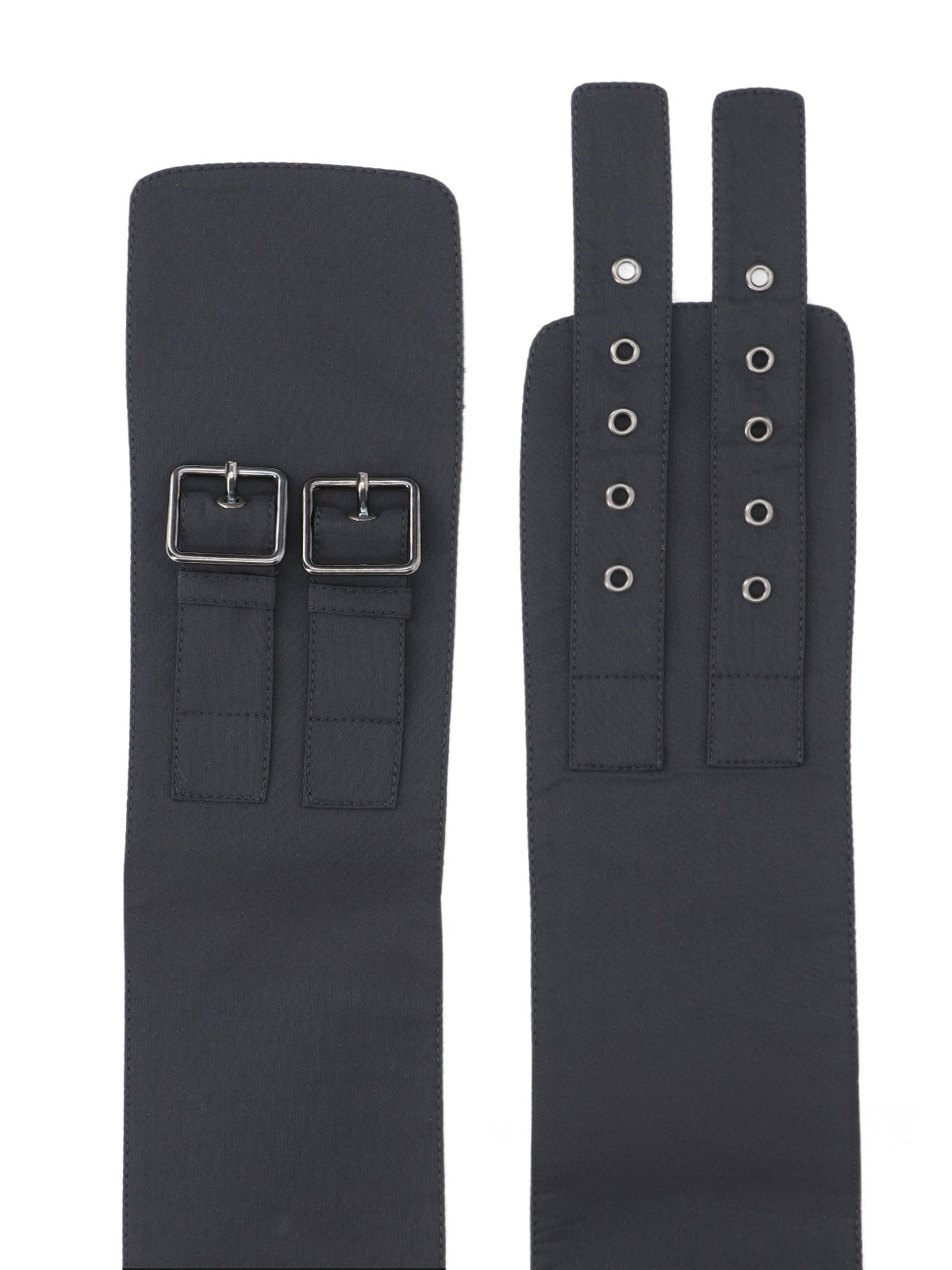 The Andamane Double Buckle Wide Belt — Black, view 2