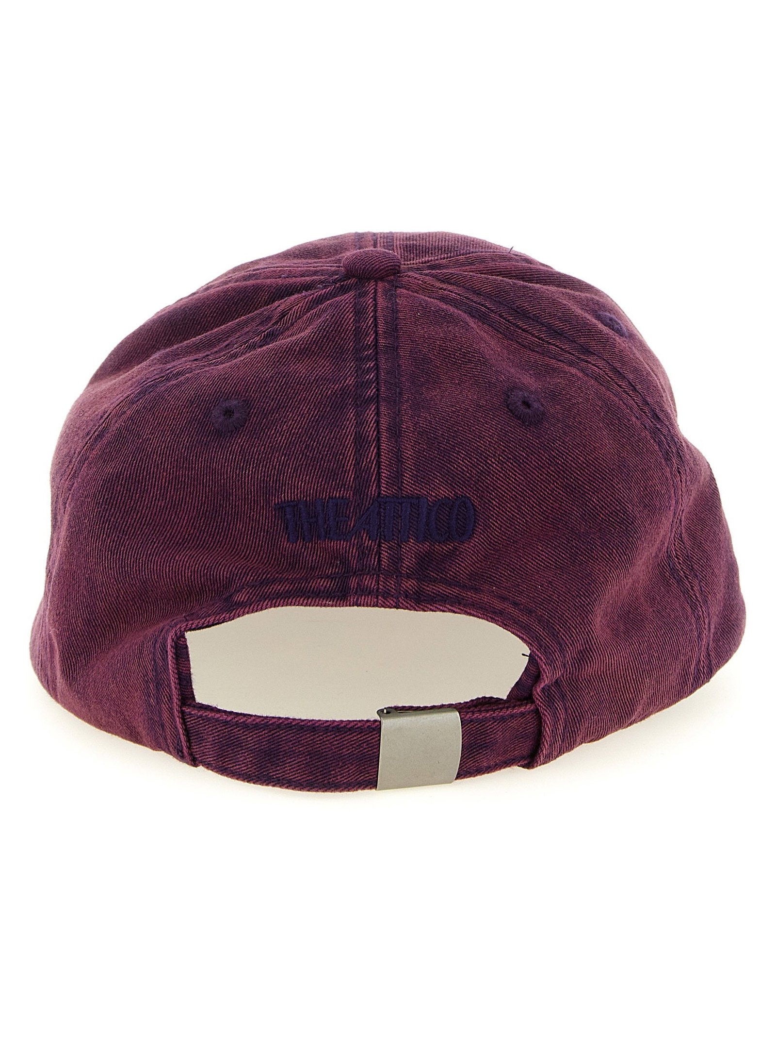 The Attico Logo-Embroidered Canvas Baseball Cap — Burgundy, view 3
