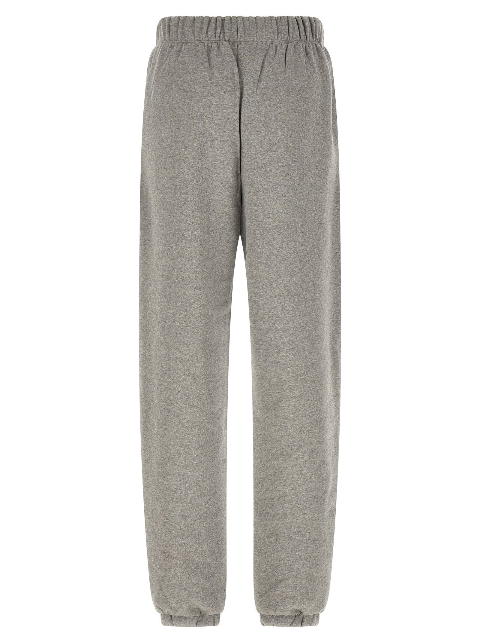The Attico Logo-Embroidered Fleece Cotton Joggers — grey, view 2