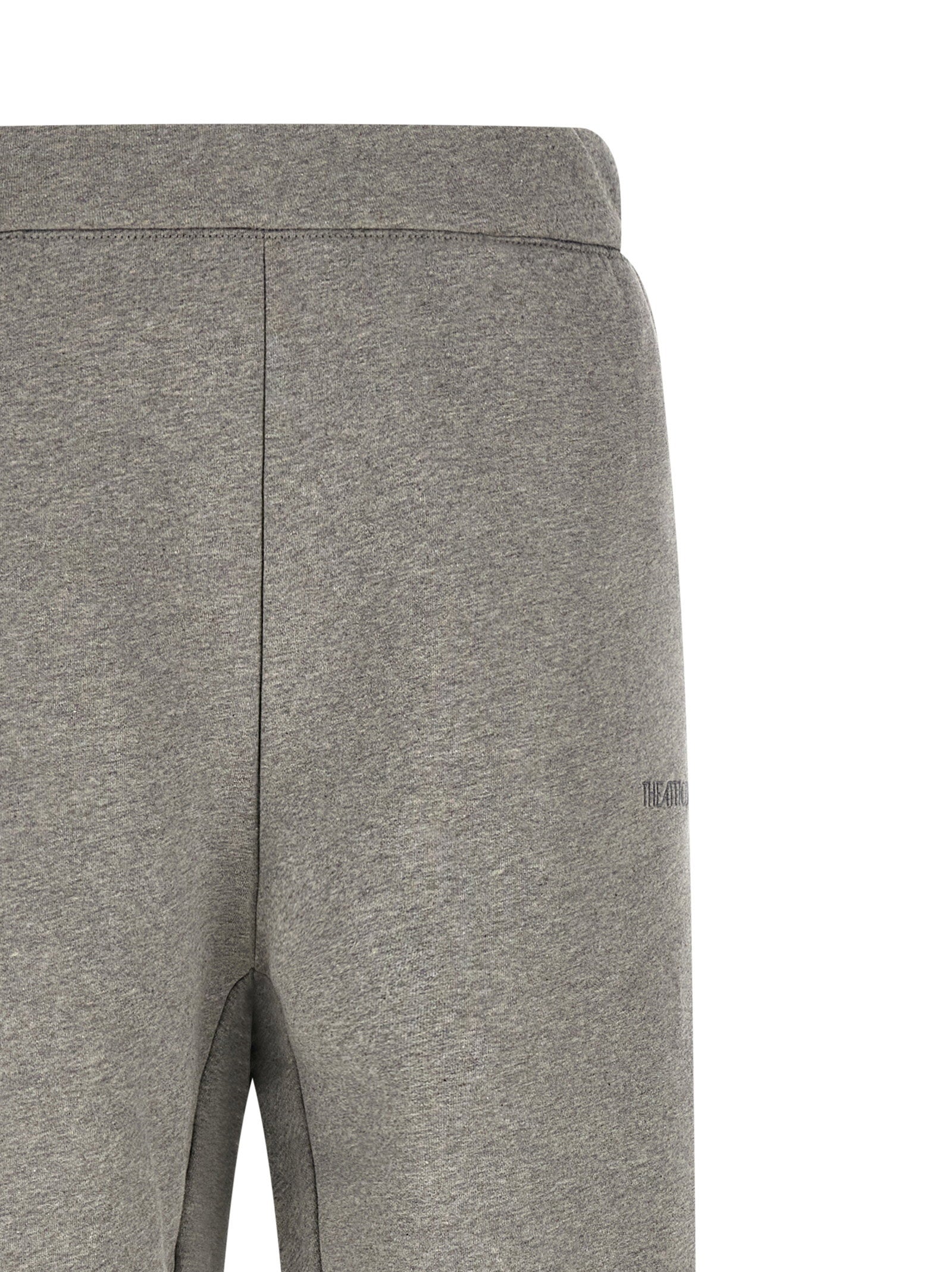 The Attico Logo-Embroidered Fleece Cotton Joggers — grey, view 3