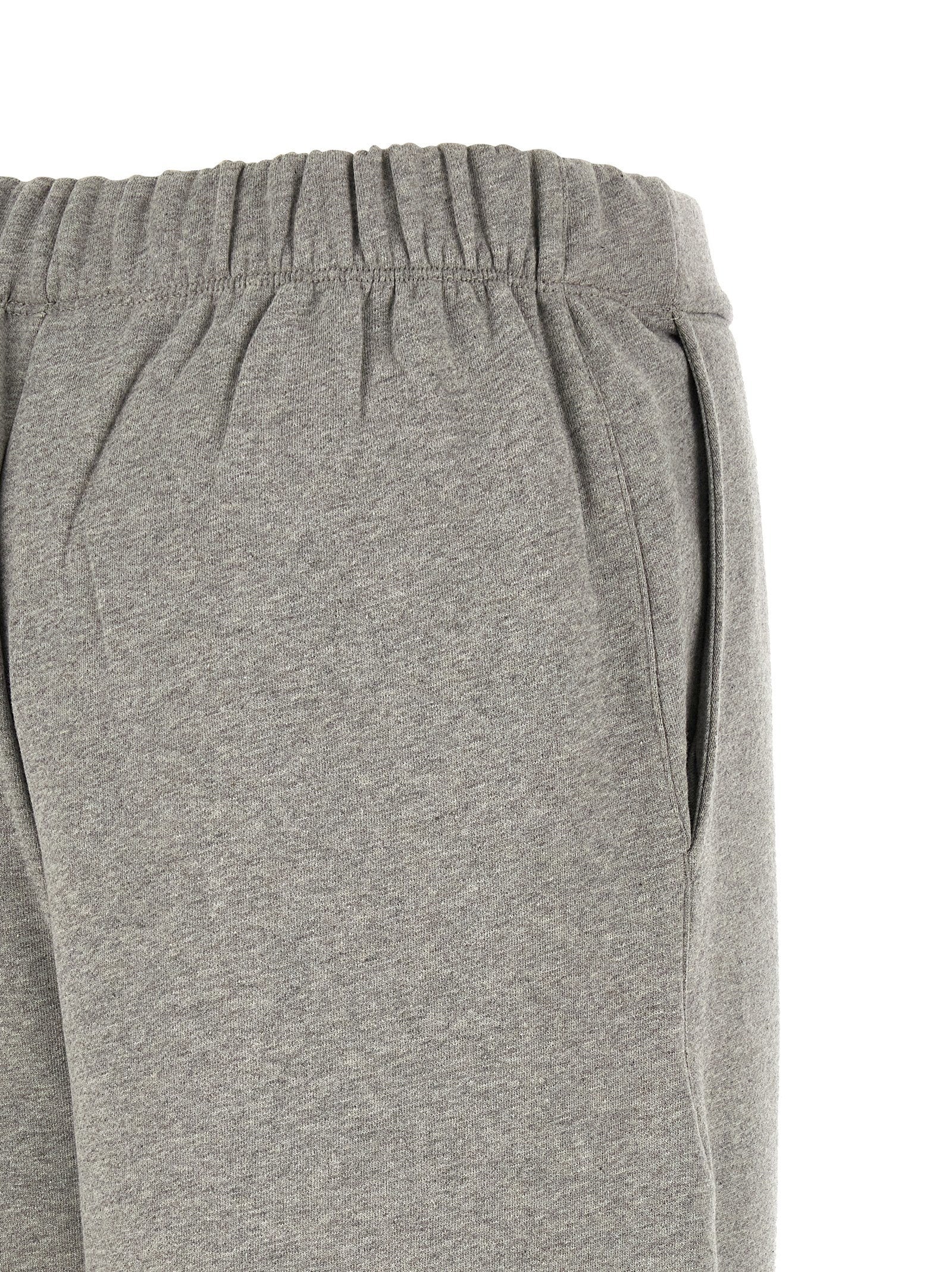 The Attico Logo-Embroidered Fleece Cotton Joggers — grey, view 4