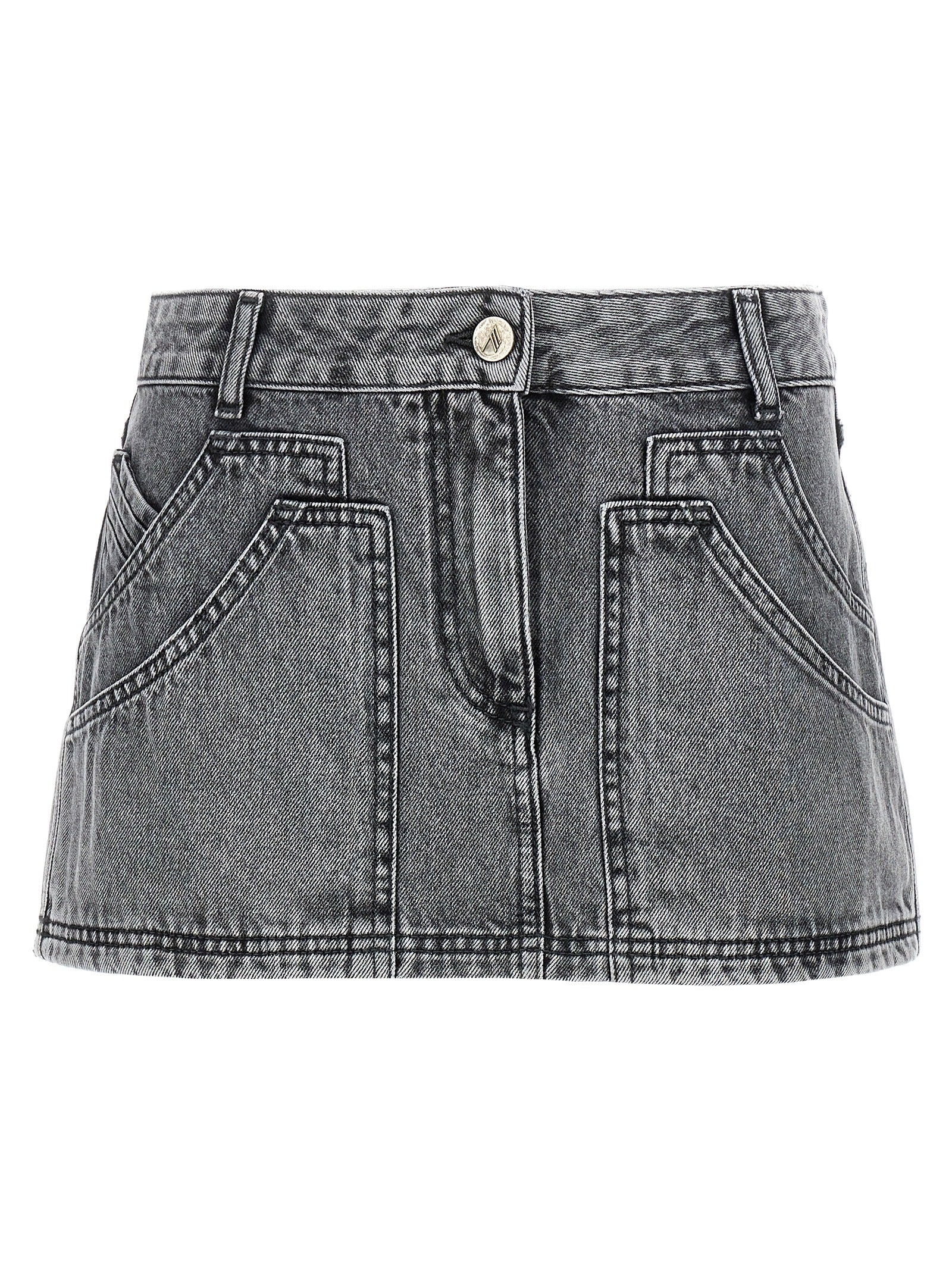 The Attico Cotton Denim Mini Skirt — Gray by The Attico