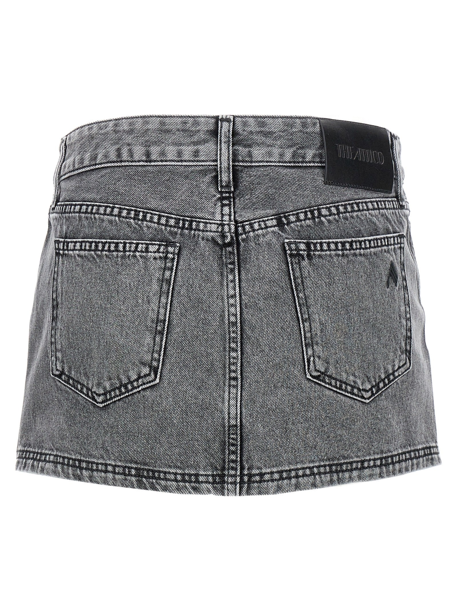 The Attico Cotton Denim Mini Skirt — Gray, view 2