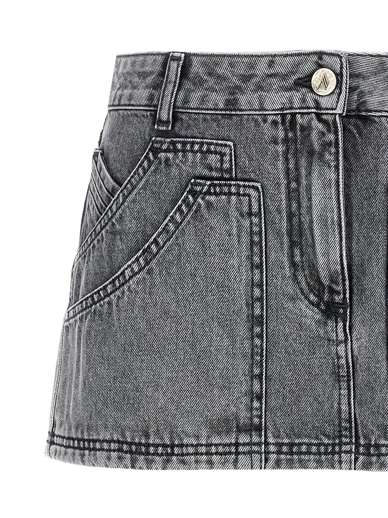 The Attico Cotton Denim Mini Skirt — Gray, view 3