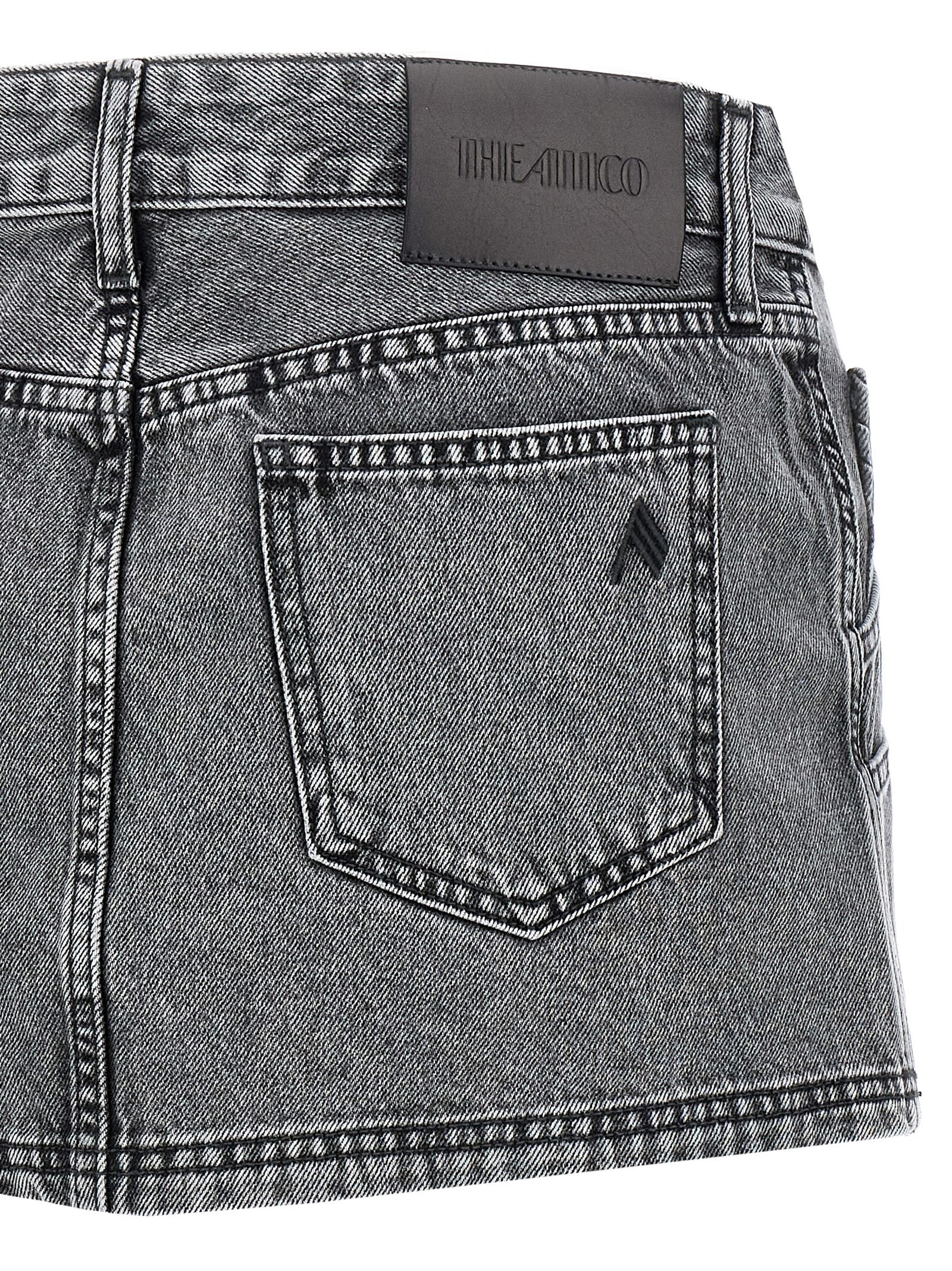 The Attico Cotton Denim Mini Skirt — Gray, view 4