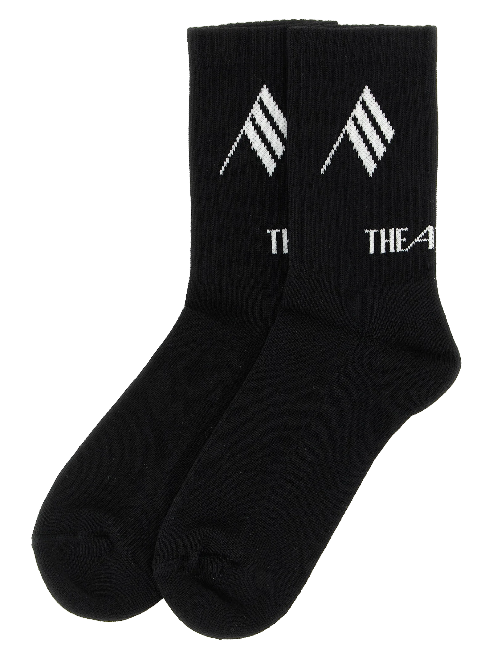 The Attico Logo-Embroidered Cotton-Blend Socks — Black, view 2