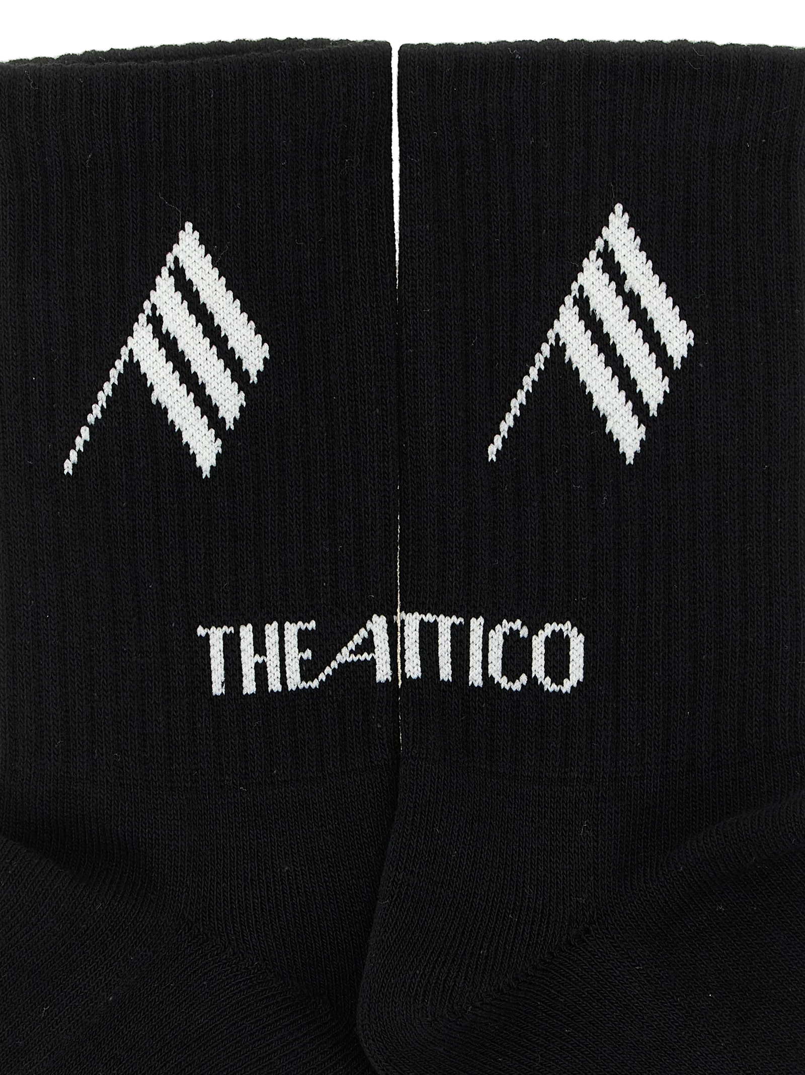 The Attico Logo-Embroidered Cotton-Blend Socks — Black, view 3
