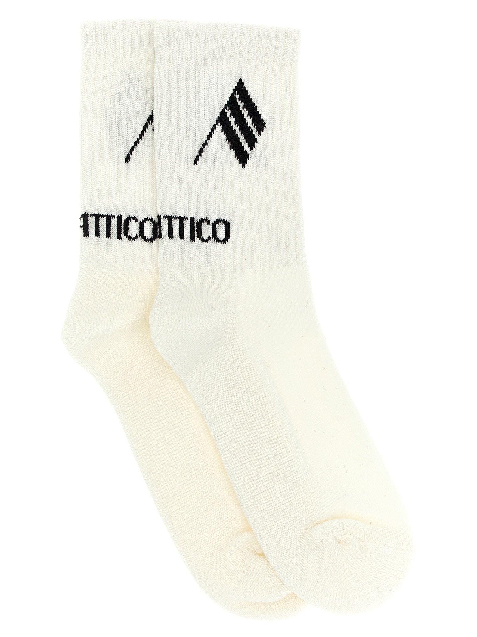 The Attico Logo-Intarsia Socks — Cream by The Attico