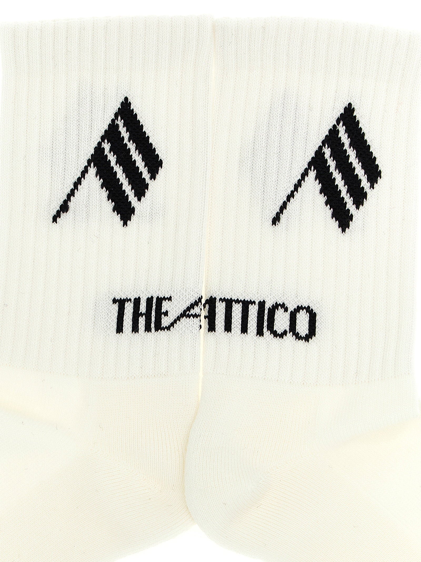 The Attico Logo-Intarsia Socks — Cream, view 3