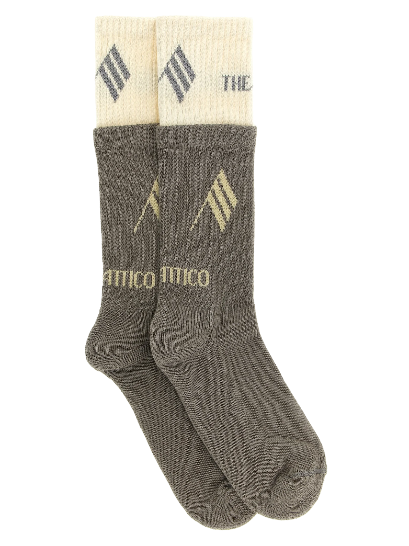 The Attico Logo-Inlaid Ribbed Cotton Socks — Gray by The Attico