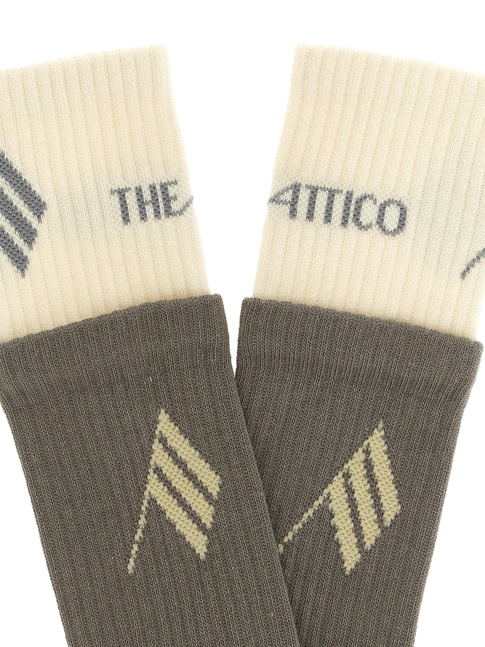The Attico Logo-Inlaid Ribbed Cotton Socks — Gray, view 3