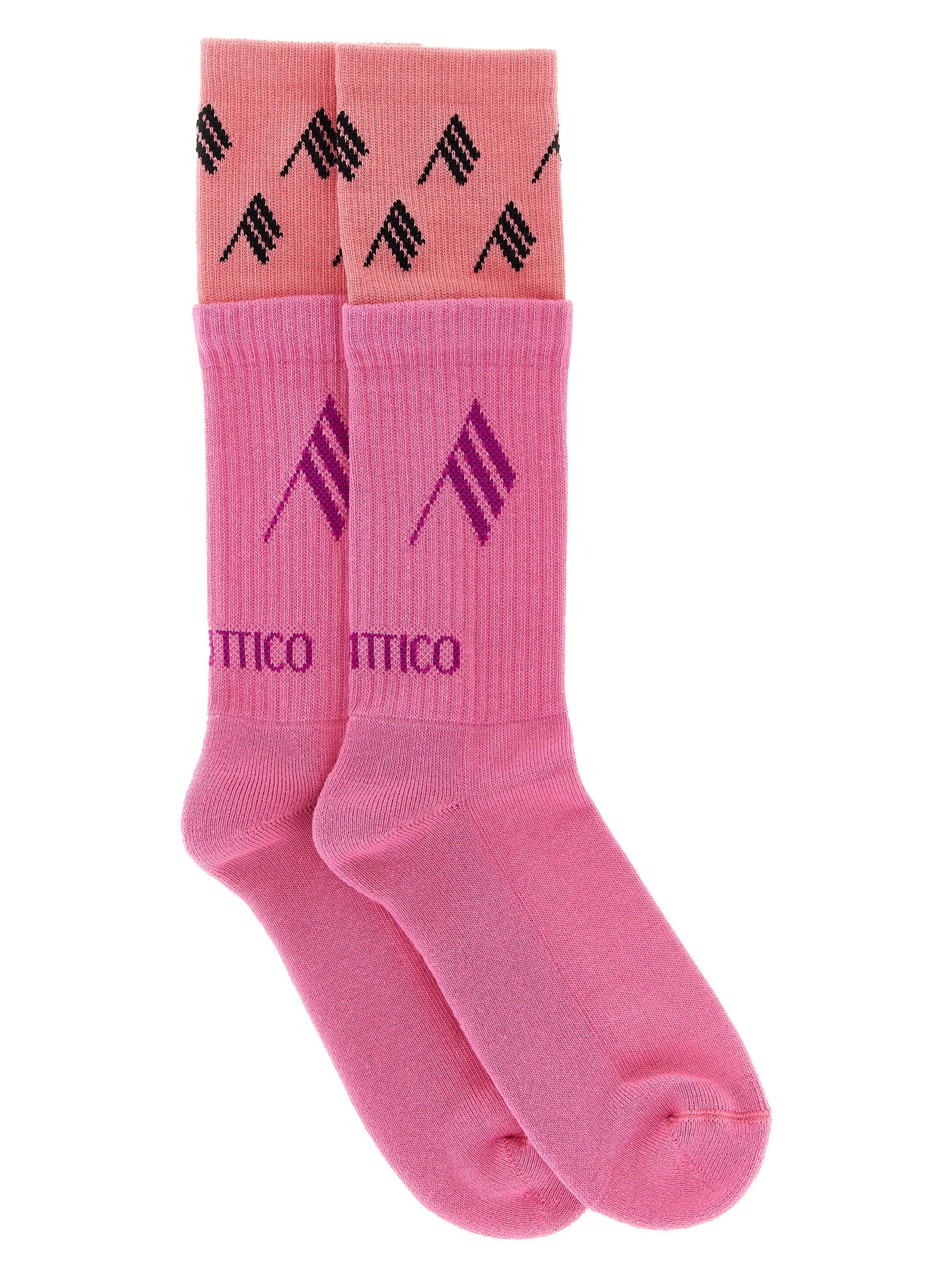The Attico Logo-Jacquard Cotton Socks — Pink by The Attico