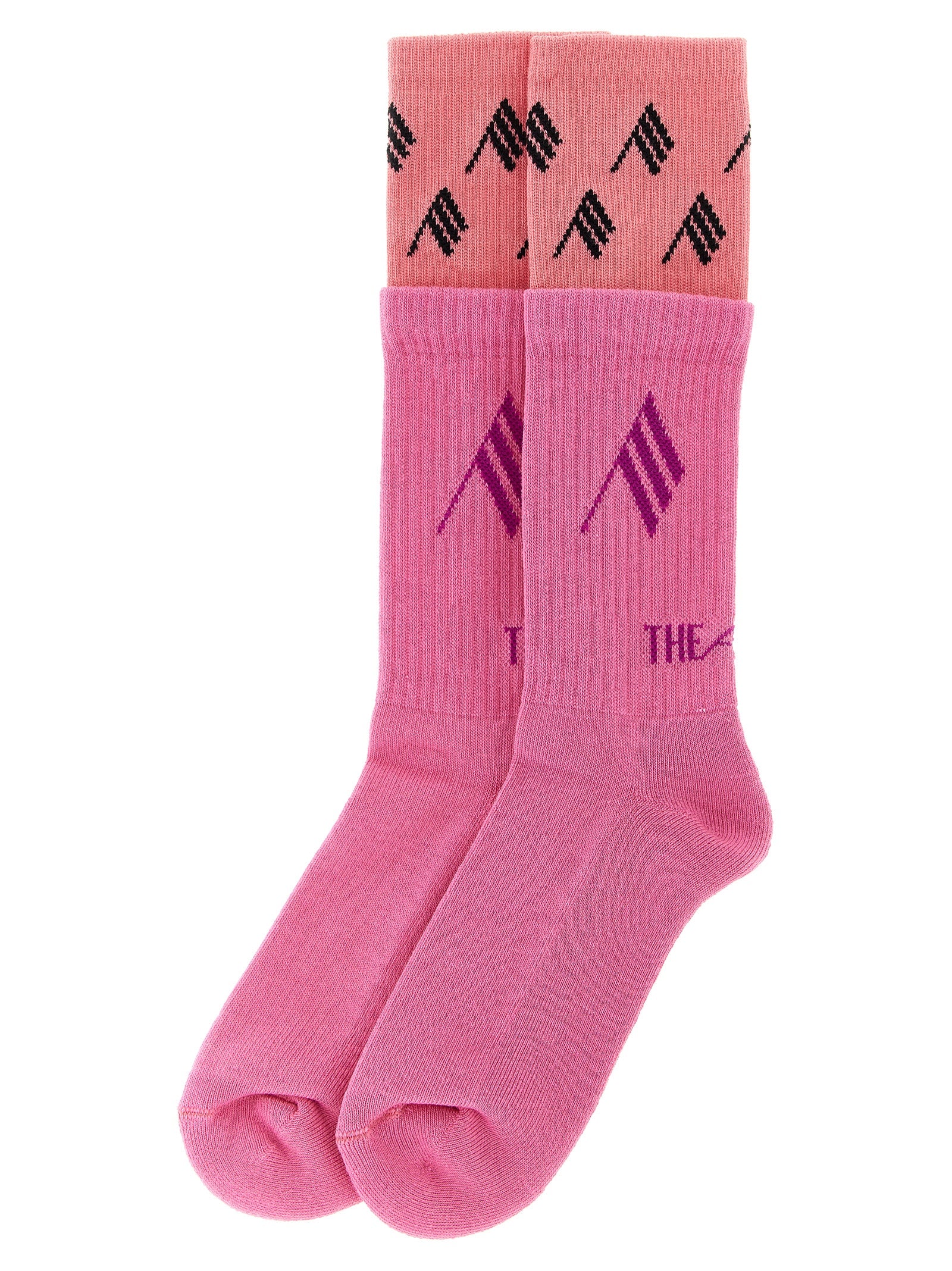 The Attico Logo-Jacquard Cotton Socks — Pink, view 2