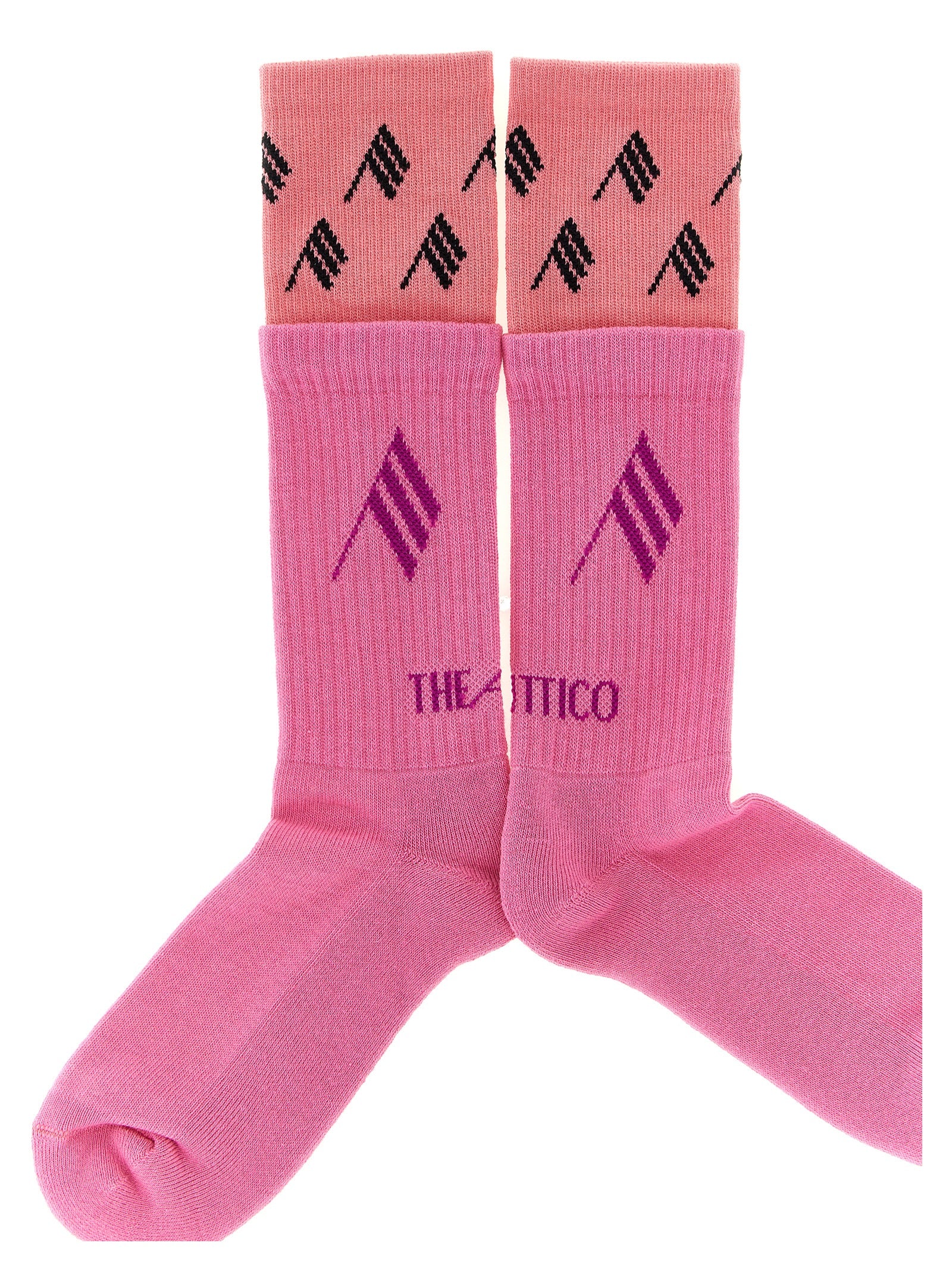 The Attico Logo-Jacquard Cotton Socks — Pink, view 3