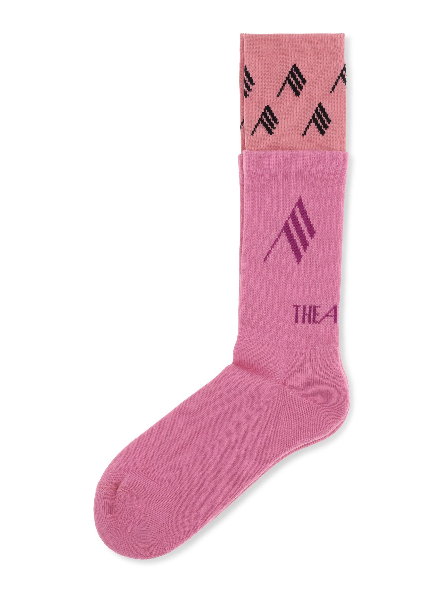 The Attico Logo-Embroidered Cotton Socks — Pink by The Attico