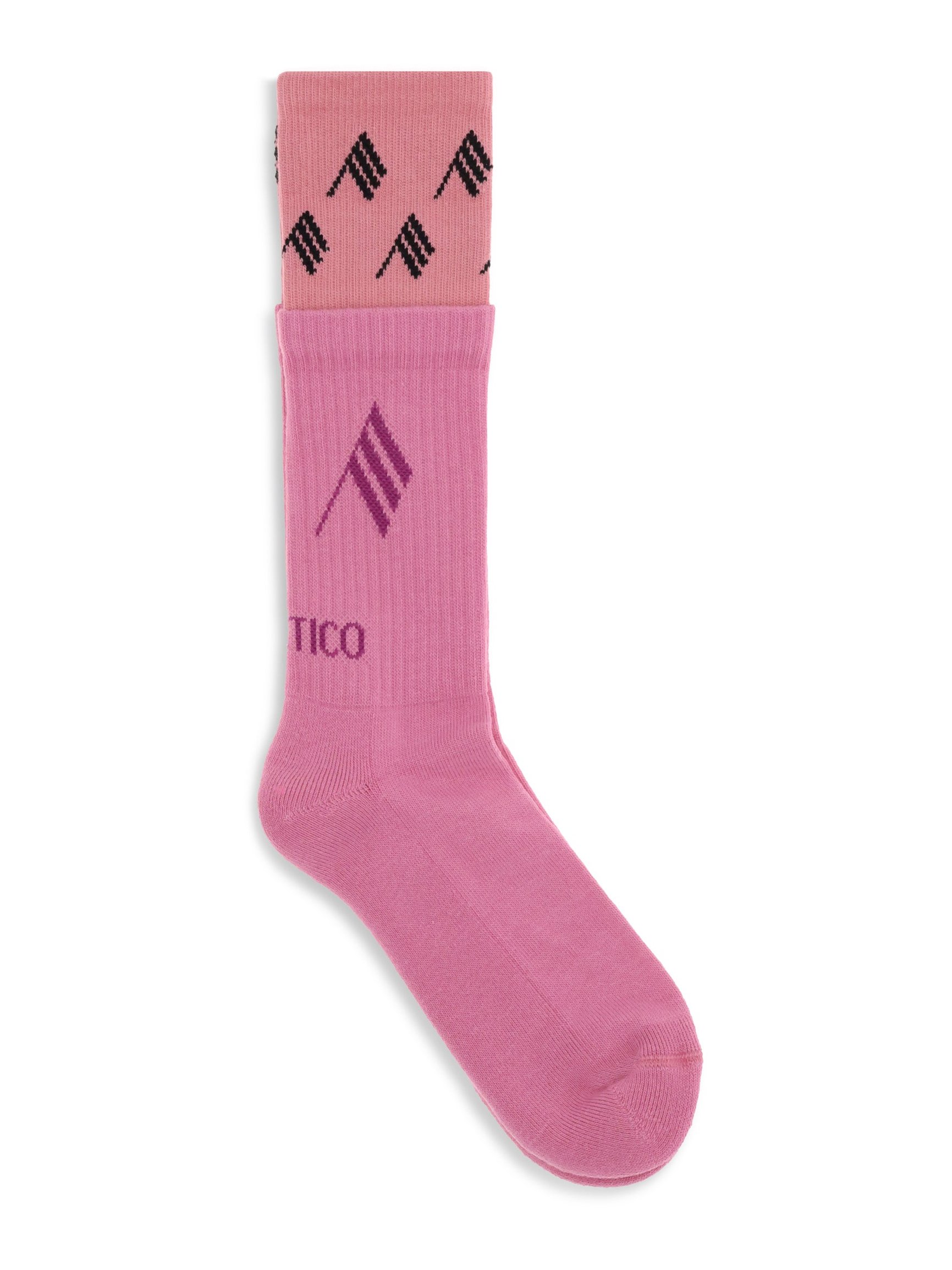 The Attico Logo-Embroidered Cotton Socks — Pink, view 2