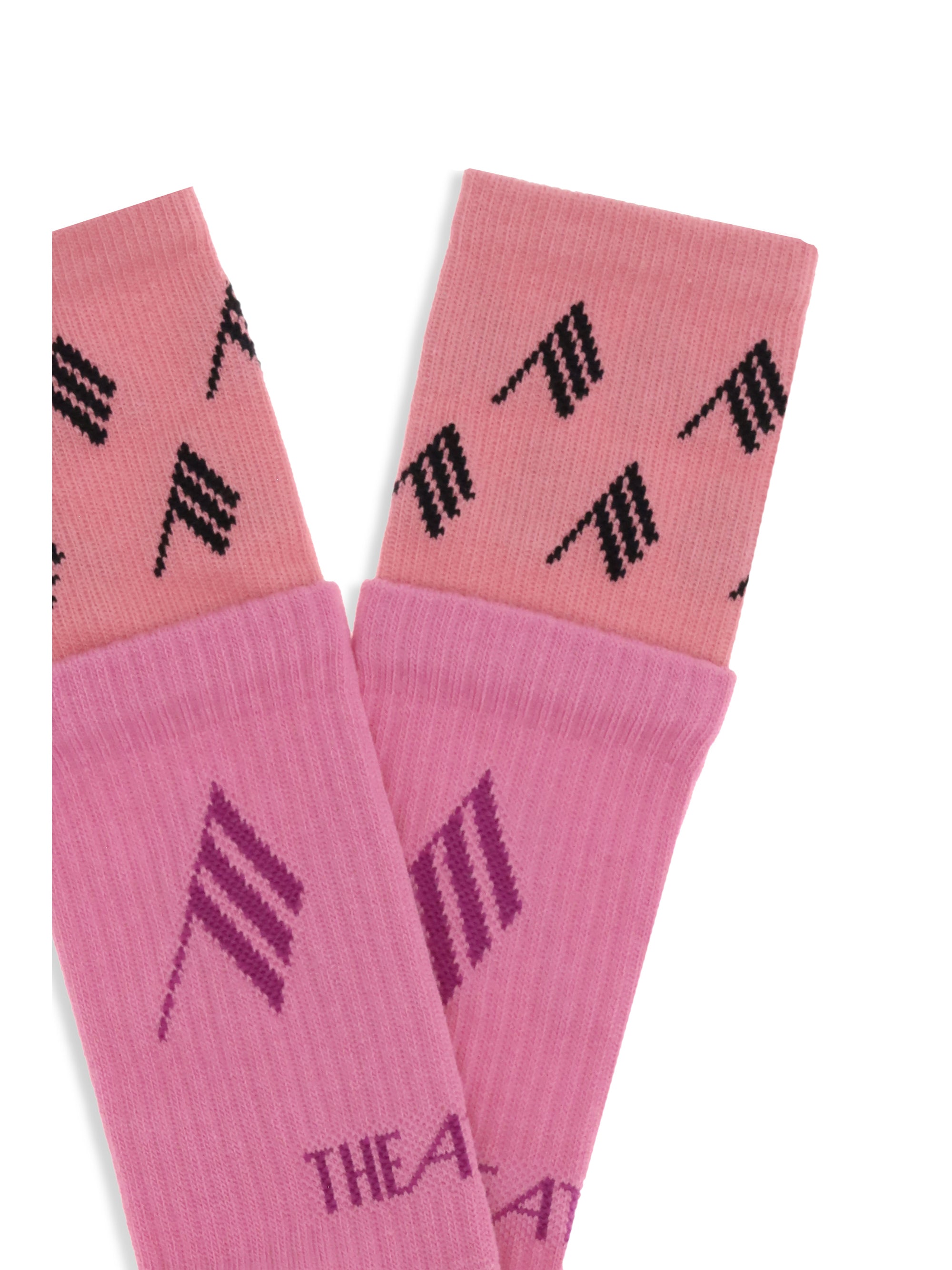 The Attico Logo-Embroidered Cotton Socks — Pink, view 3