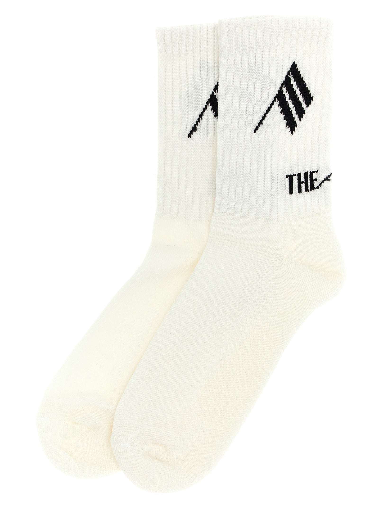 The Attico Logo-Jacquard Cotton Socks — White, view 2