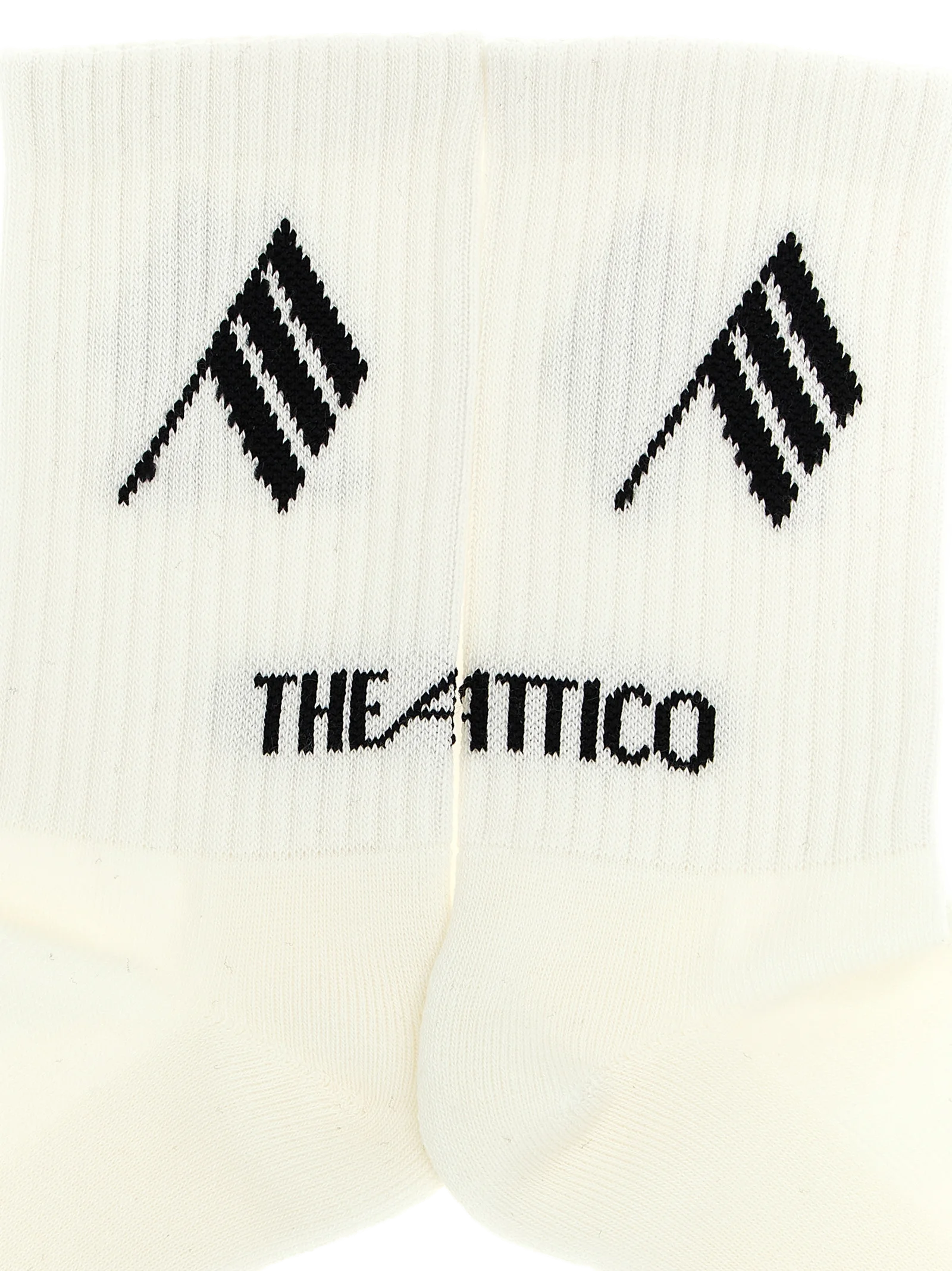 The Attico Logo-Jacquard Cotton Socks — White, view 3