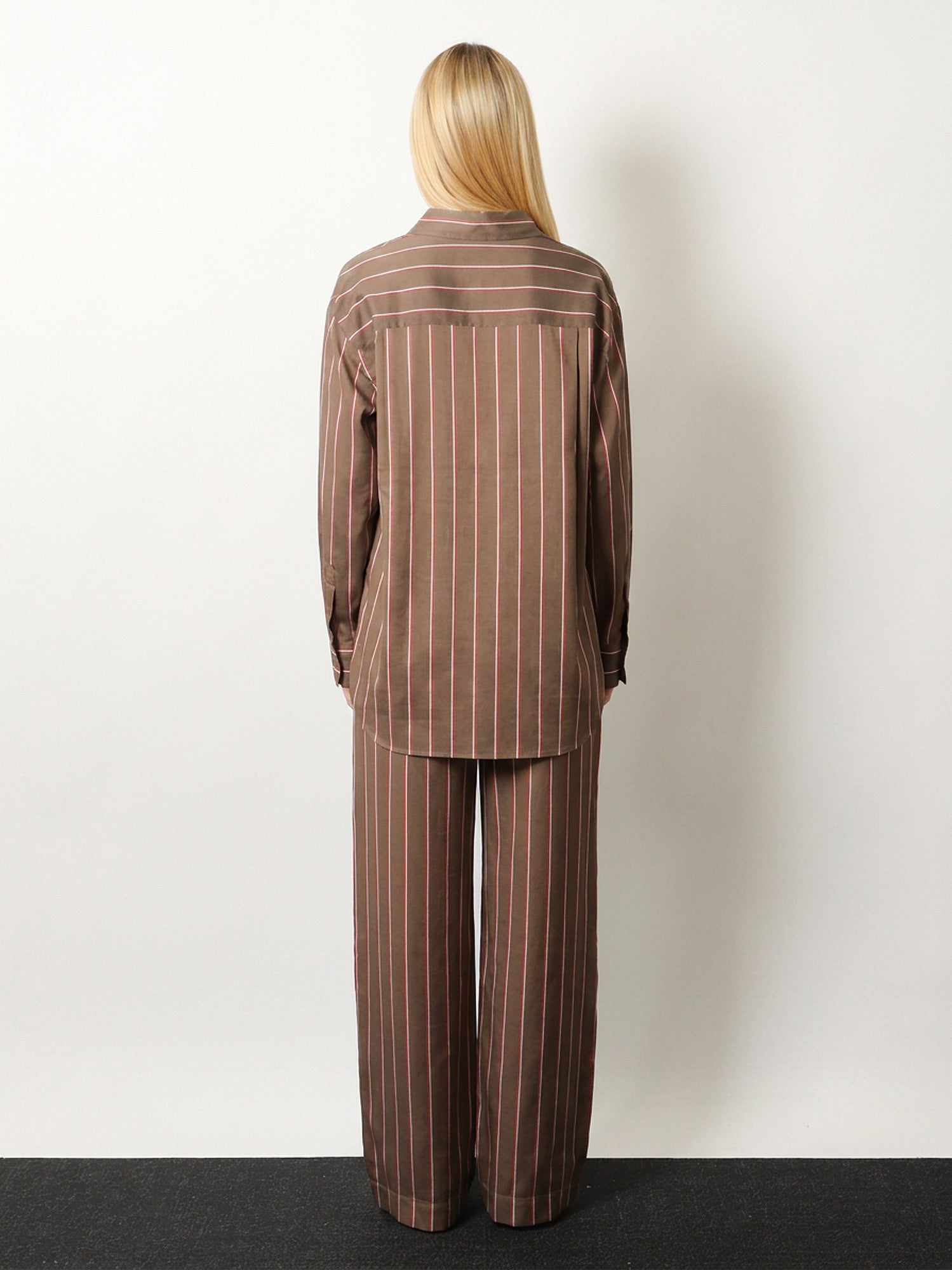 The Frankie Shop Peri Fluid Shirt — Brown, view 3