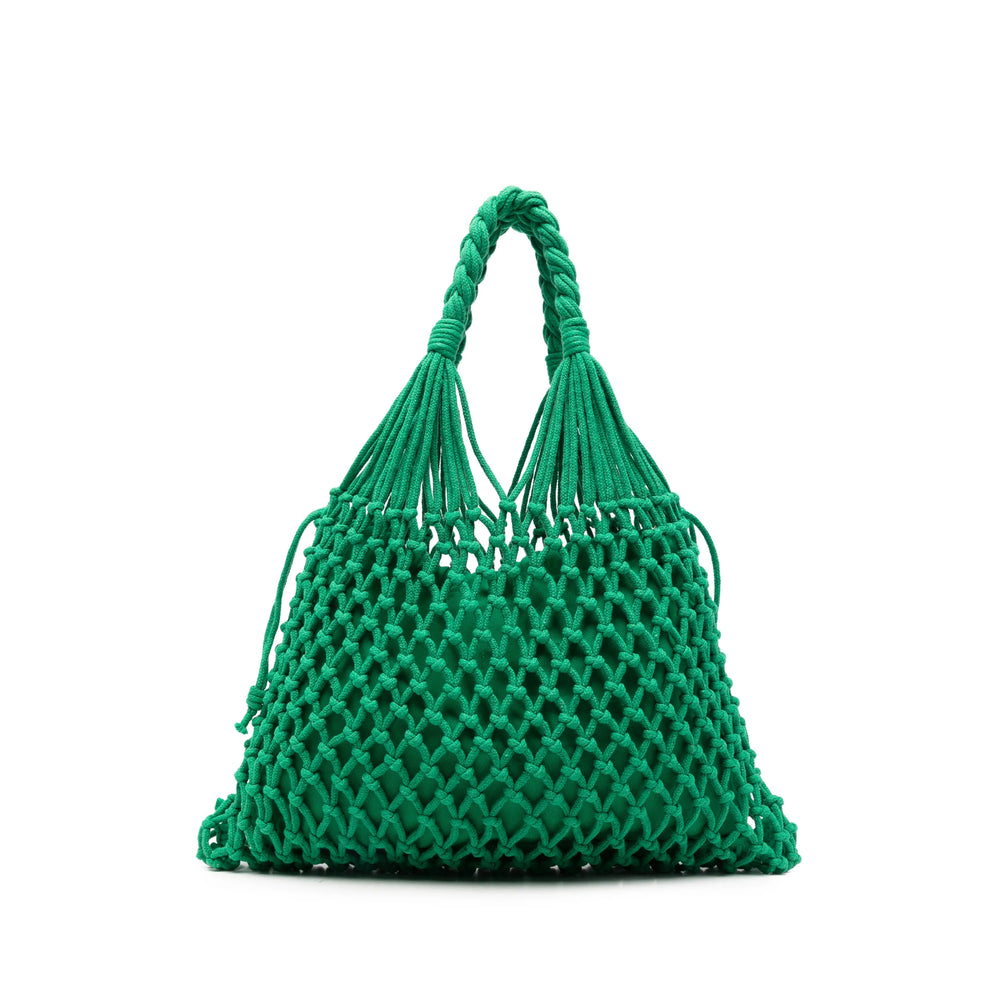 The Frankie Shop Open-Knit Cotton Shoulder Bag — Green by The Frankie Shop