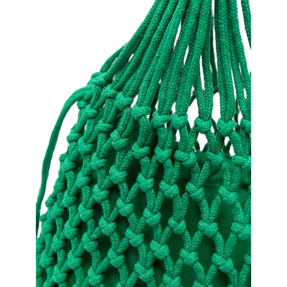 The Frankie Shop Open-Knit Cotton Shoulder Bag — Green, view 2