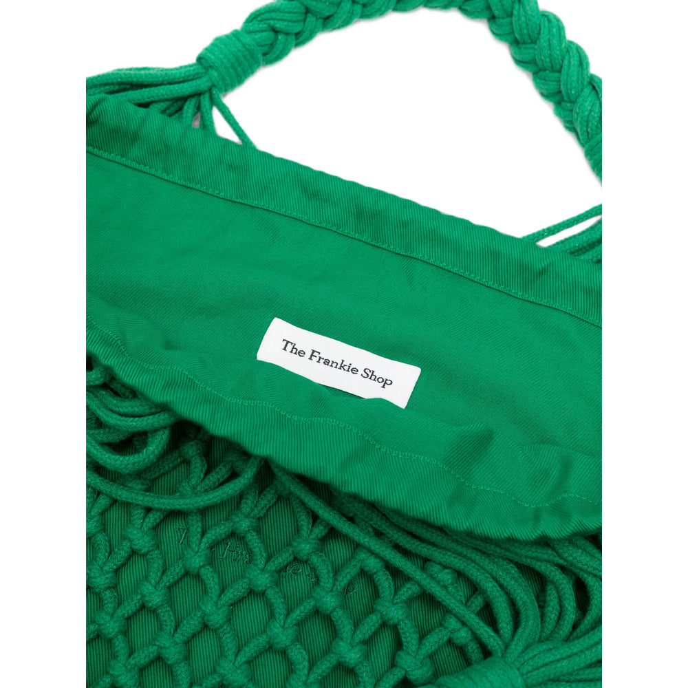 The Frankie Shop Open-Knit Cotton Shoulder Bag — Green, view 3