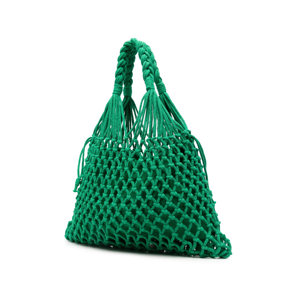The Frankie Shop Open-Knit Cotton Shoulder Bag — Green, view 5