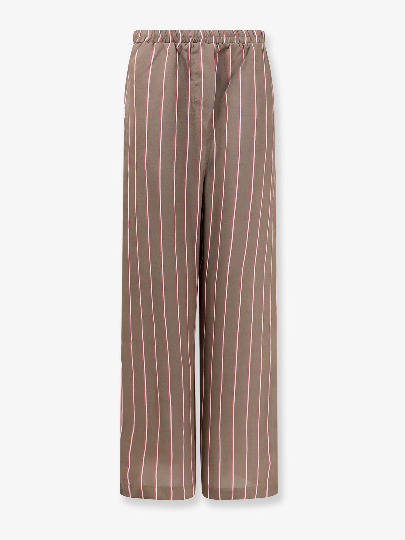 The Frankie Shop Viscose-Silk Striped Trousers — Brown by The Frankie Shop