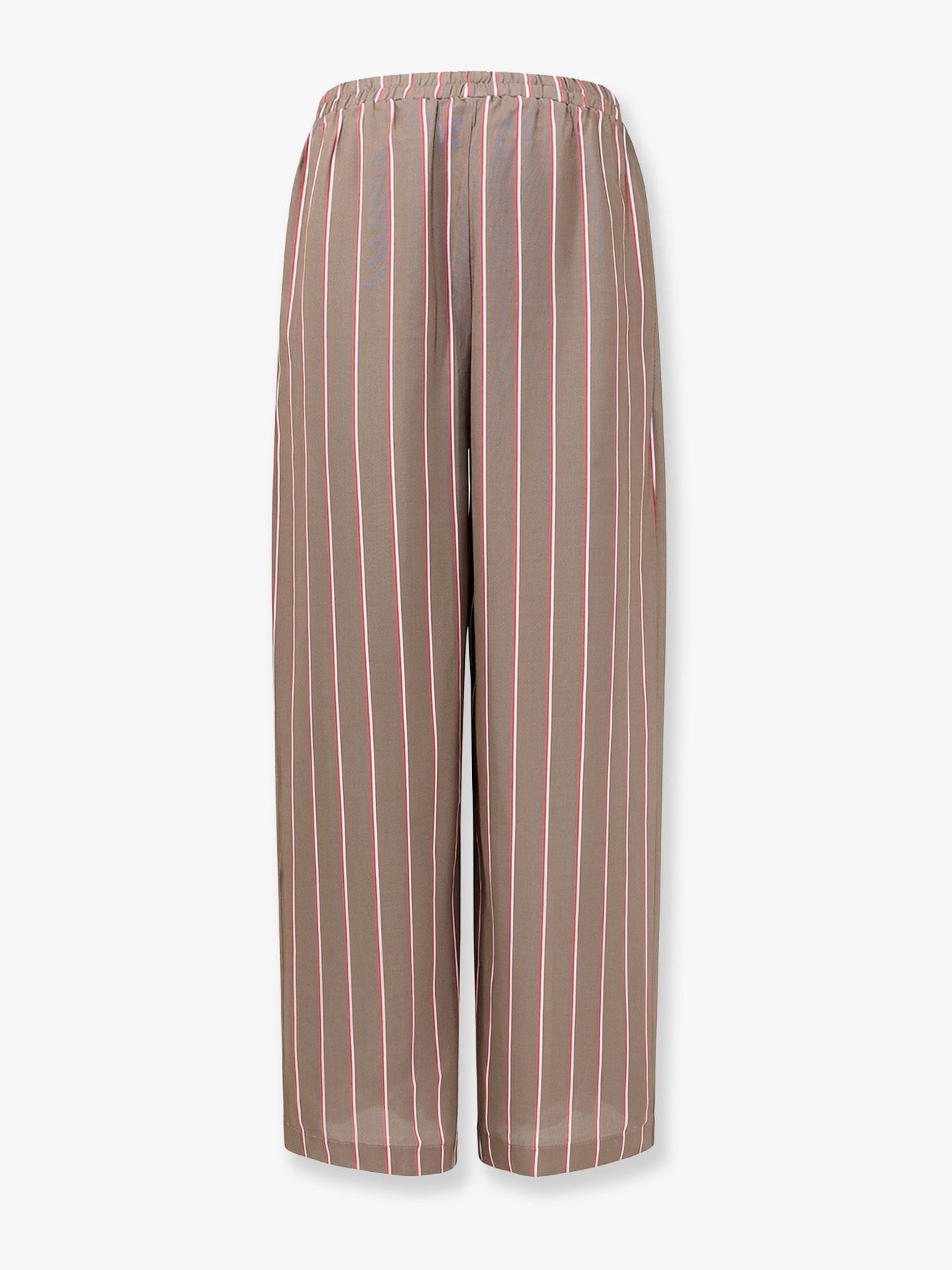 The Frankie Shop Viscose-Silk Striped Trousers — Brown, view 4