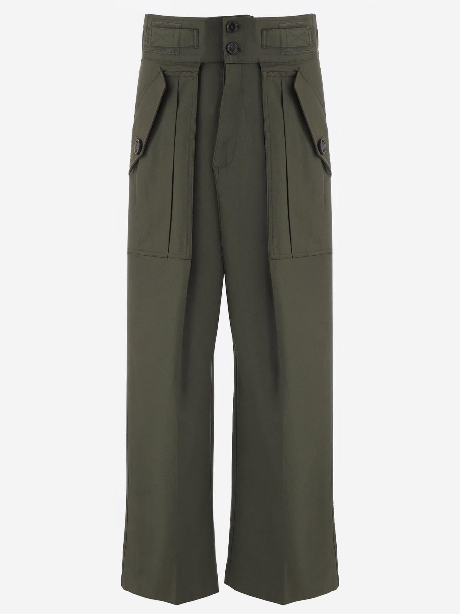 The Frankie Shop Cotton Trousers — Green, view 3