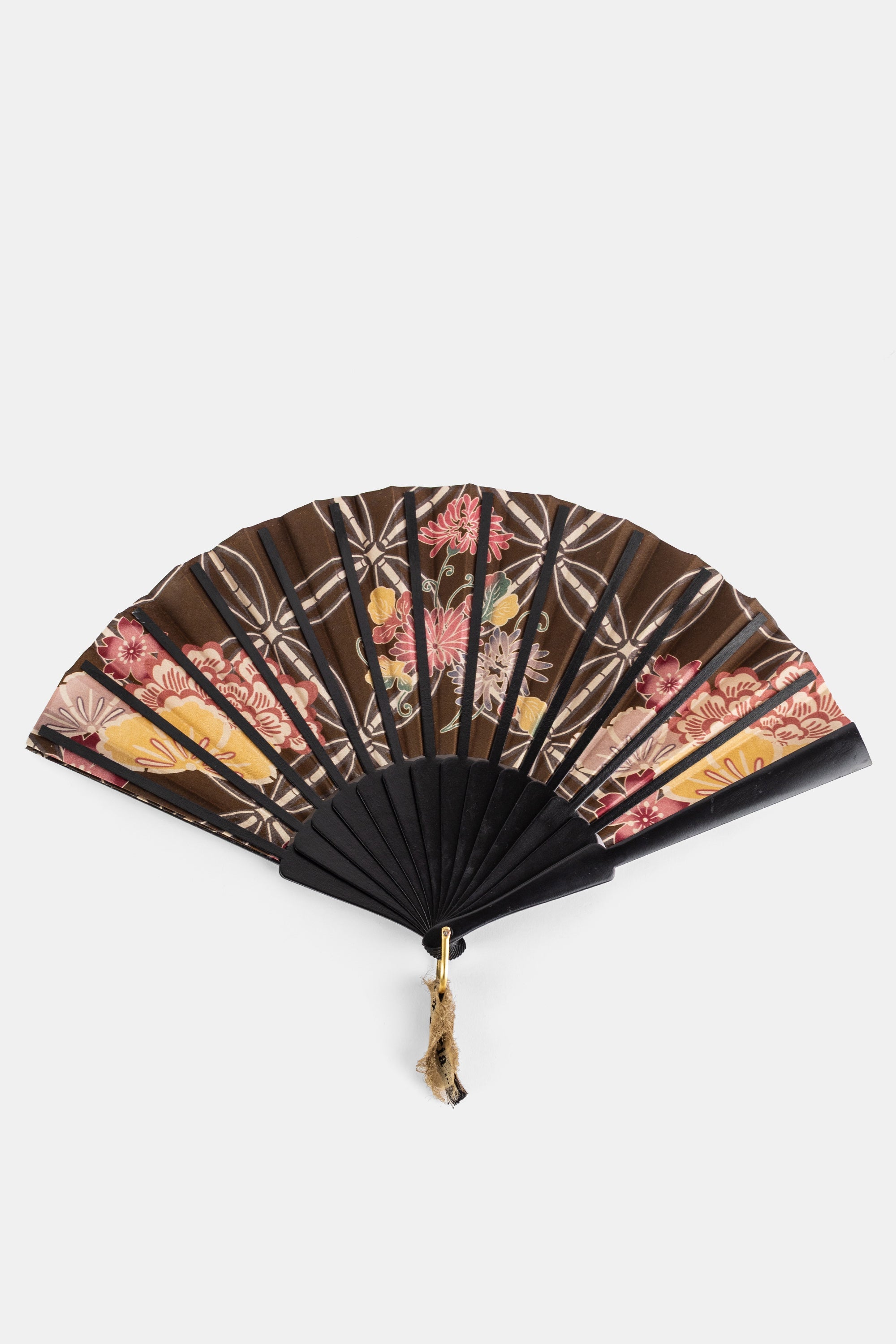 The House Of Lyria Floral-Printed Cotton Fan — Brown by The House Of Lyria
