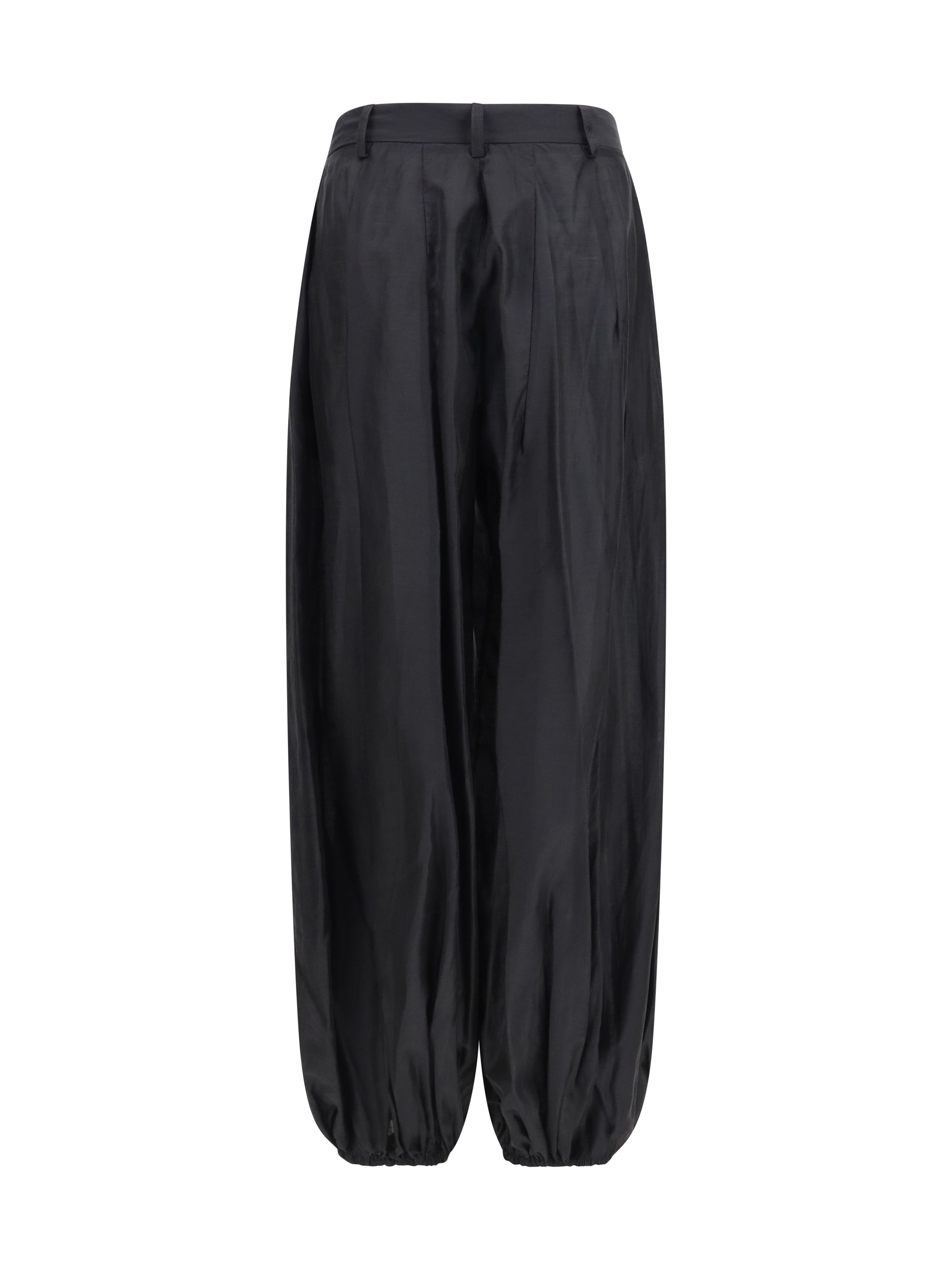 The Latest Pleated Balloon-Leg Muslin Trousers — Black, view 2
