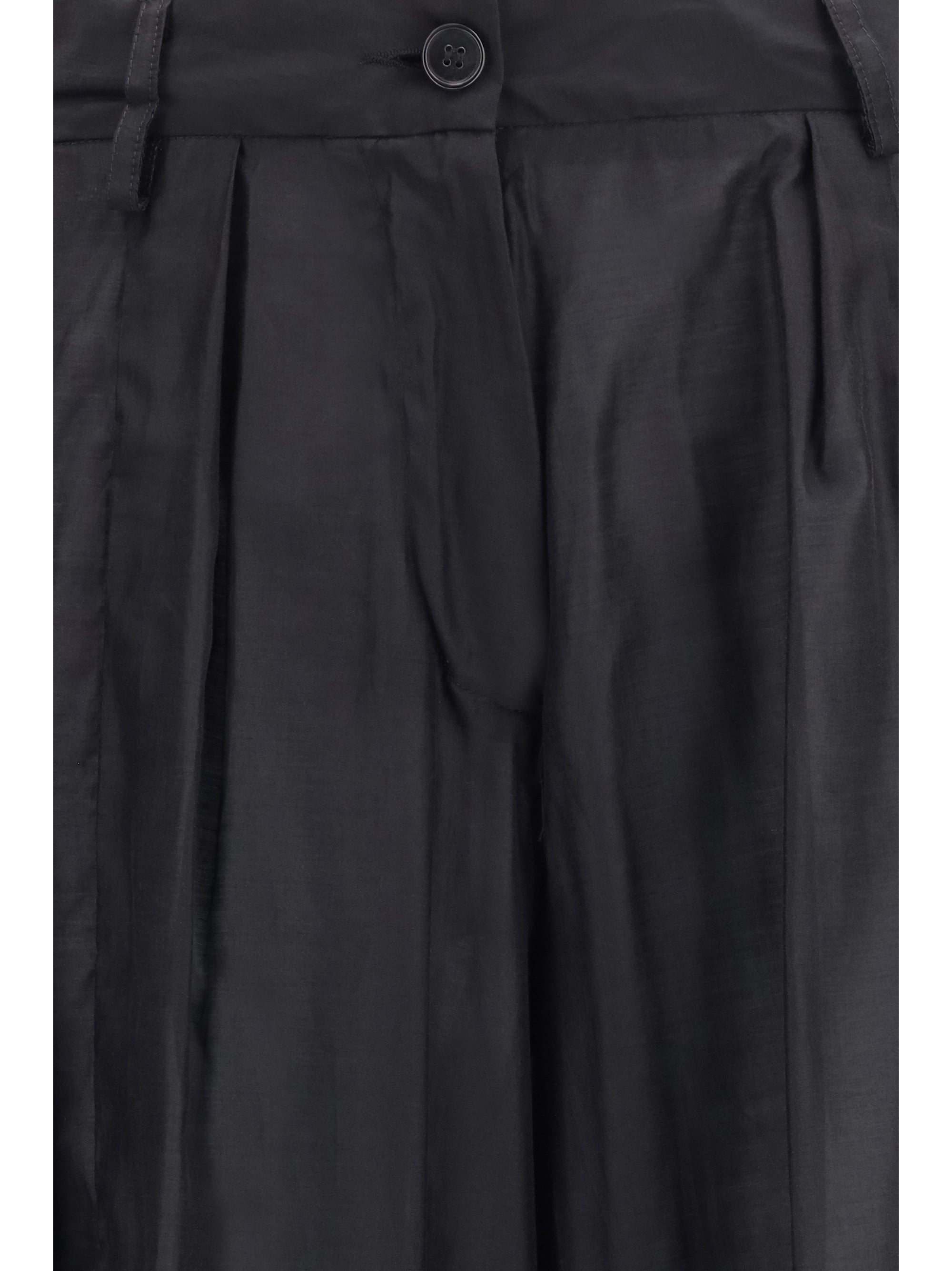 The Latest Pleated Balloon-Leg Muslin Trousers — Black, view 3