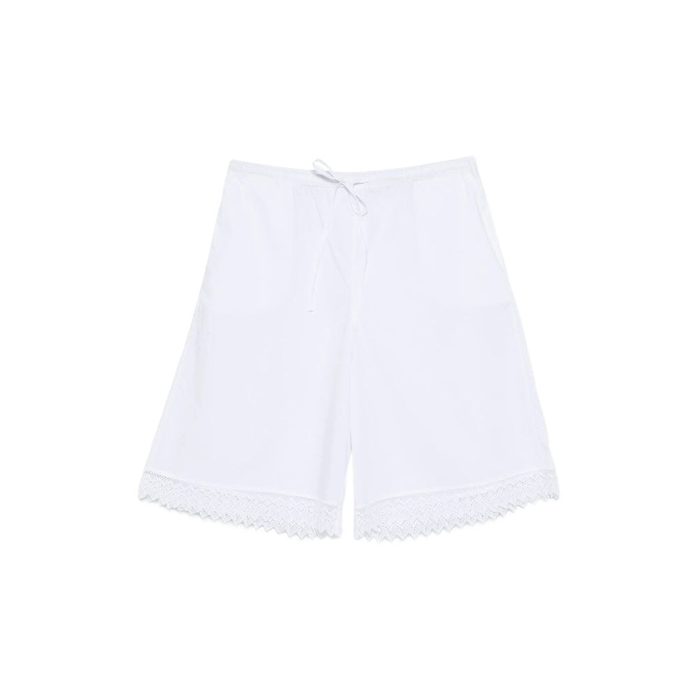 The Nina Studio Lace-Trim Cotton Shorts — White by The Nina Studio
