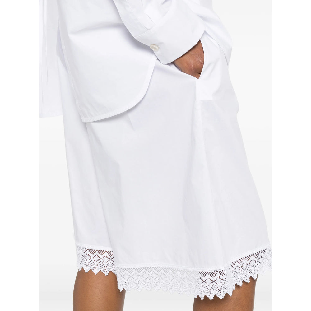 The Nina Studio Lace-Trim Cotton Shorts — White, view 4