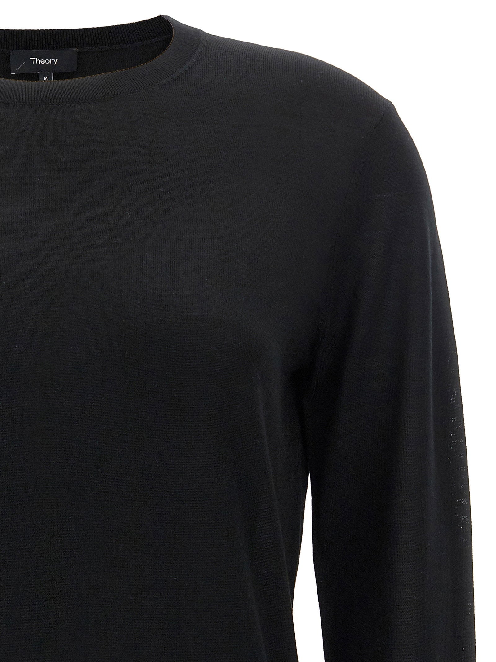 Theory Wool Crewneck Sweater — Black, view 3