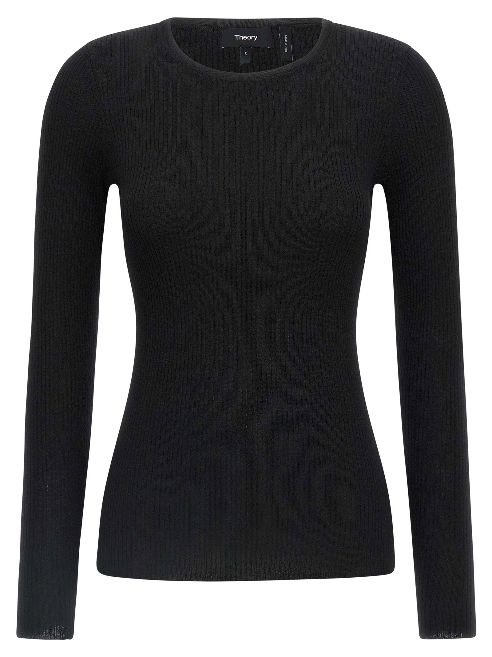 Theory Ribbed Wool Sweater — Black by Theory