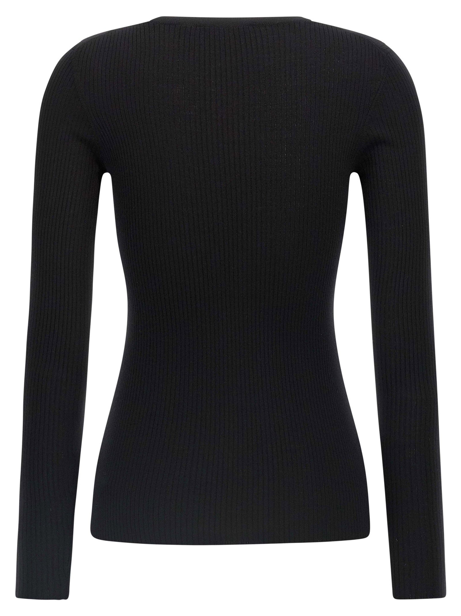 Theory Ribbed Wool Sweater — Black, view 2