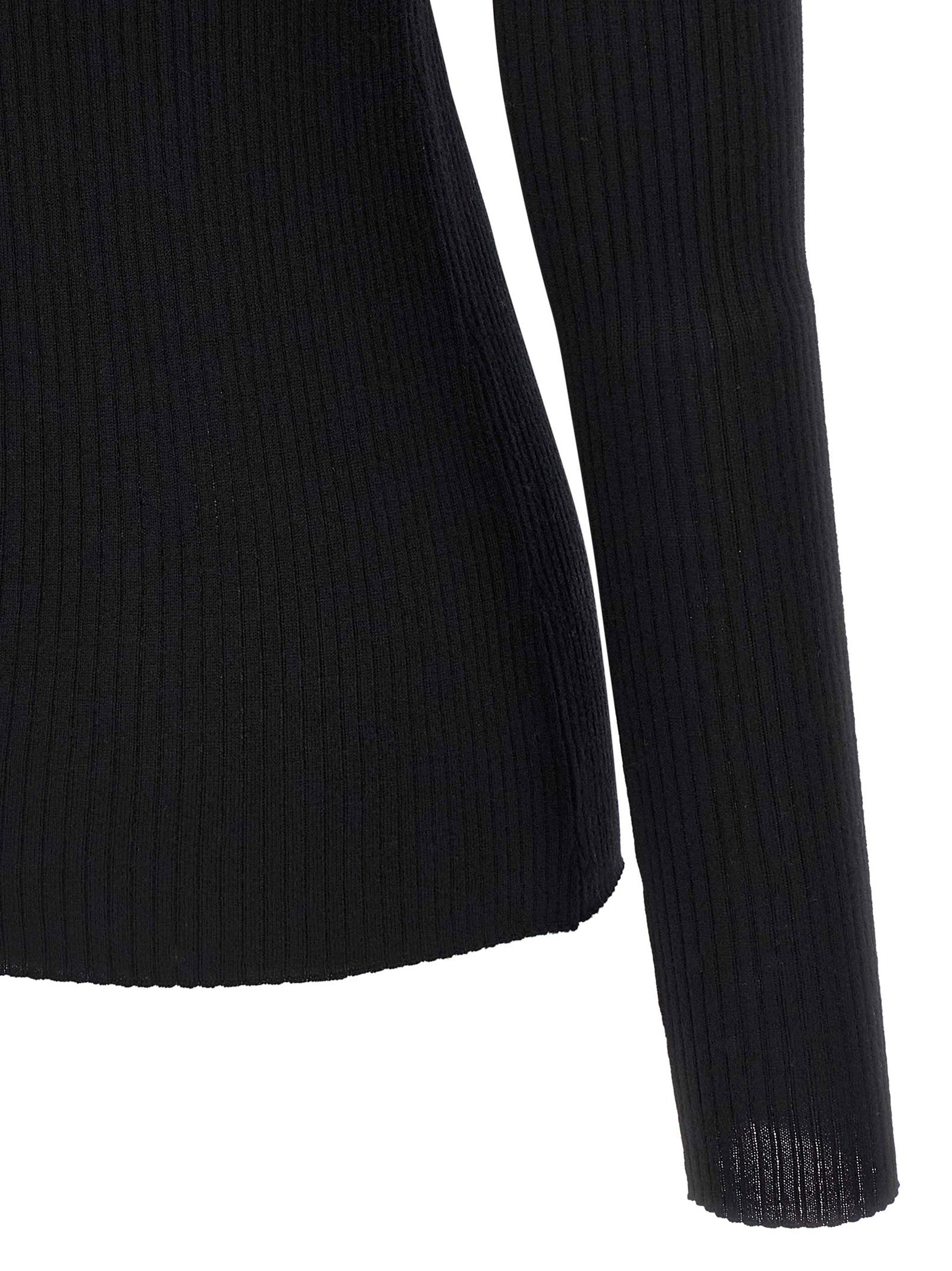 Theory Ribbed Wool Sweater — Black, view 4