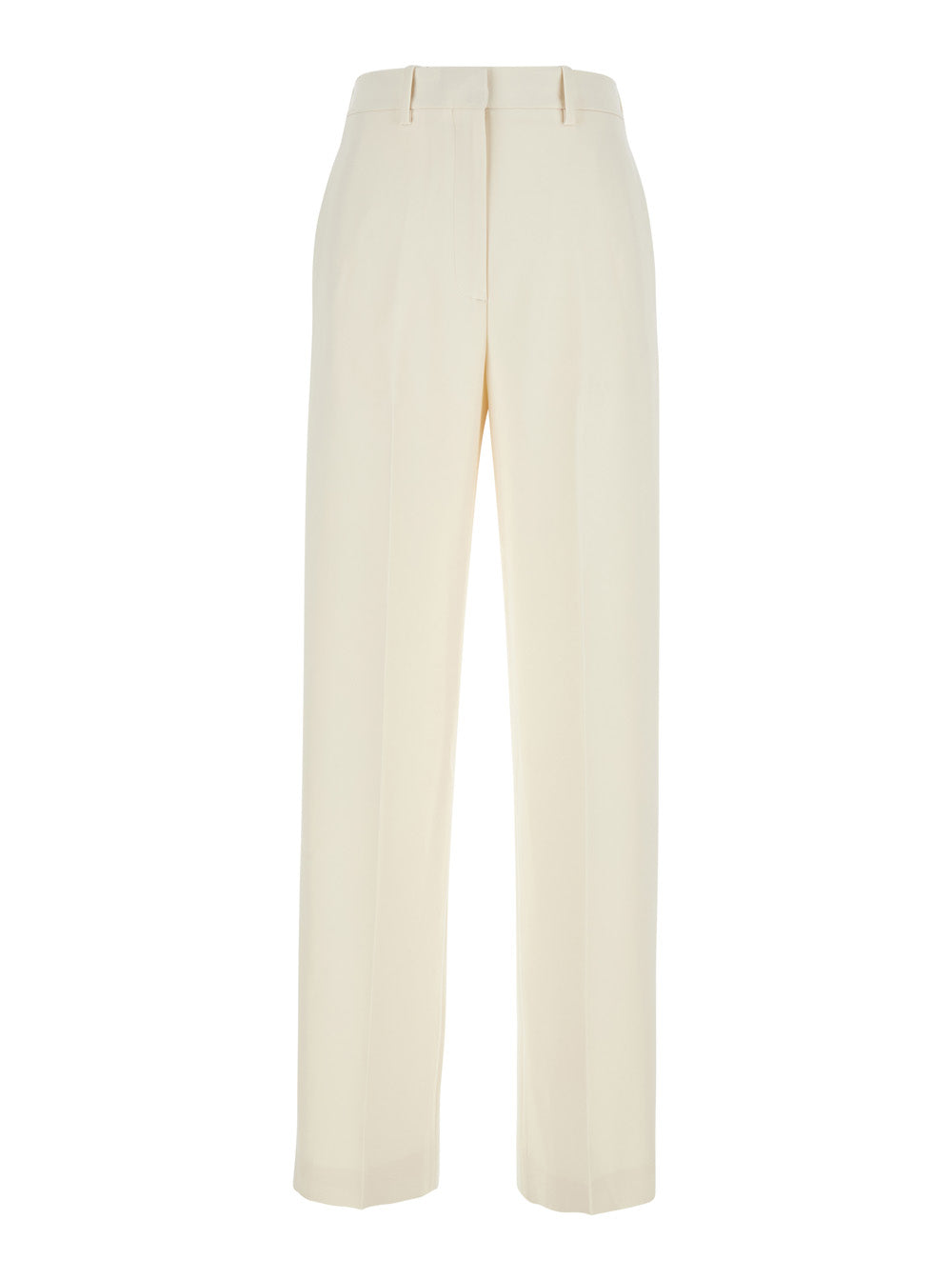 Theory High-Waist Tech Fabric Trousers — White by Theory
