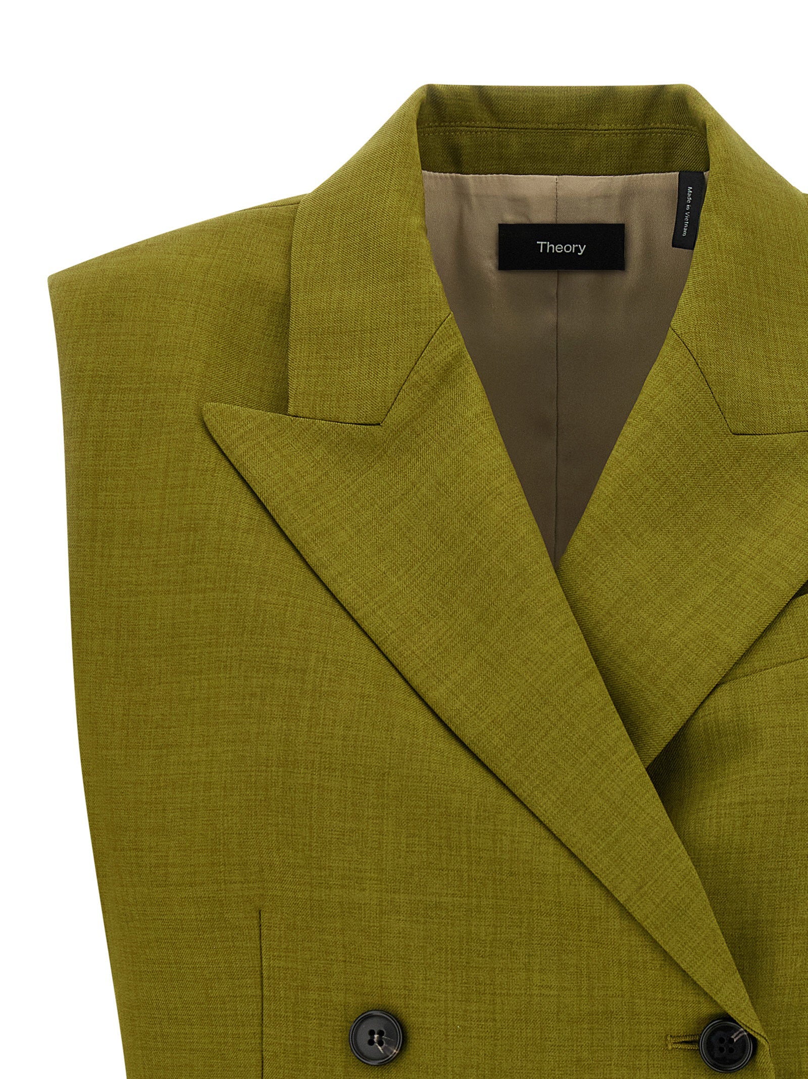 Theory Double-Breasted City Twill Vest — Olive, view 3