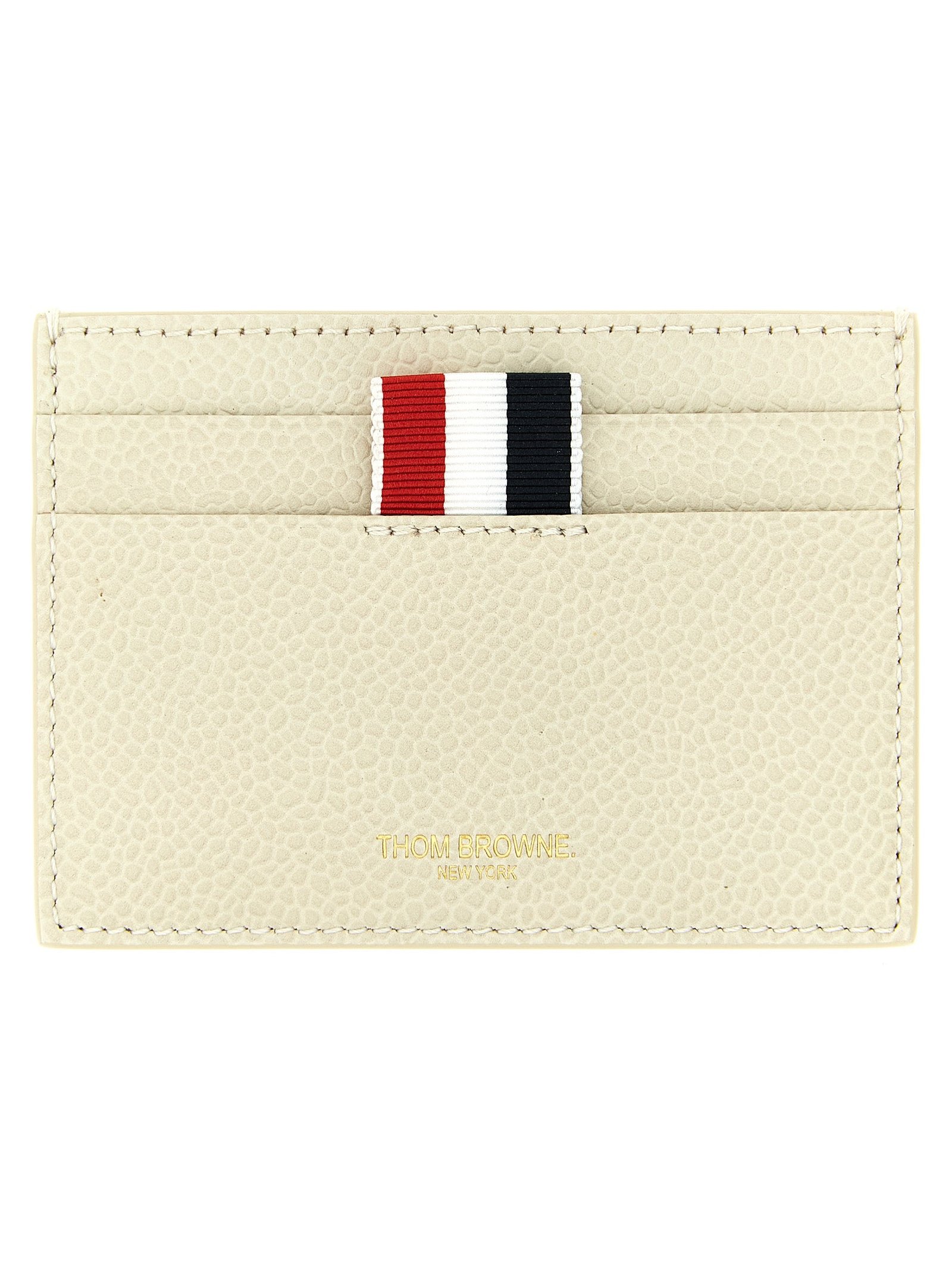 Thom Browne Hammered Calfskin Card Case — Beige by Thom Browne