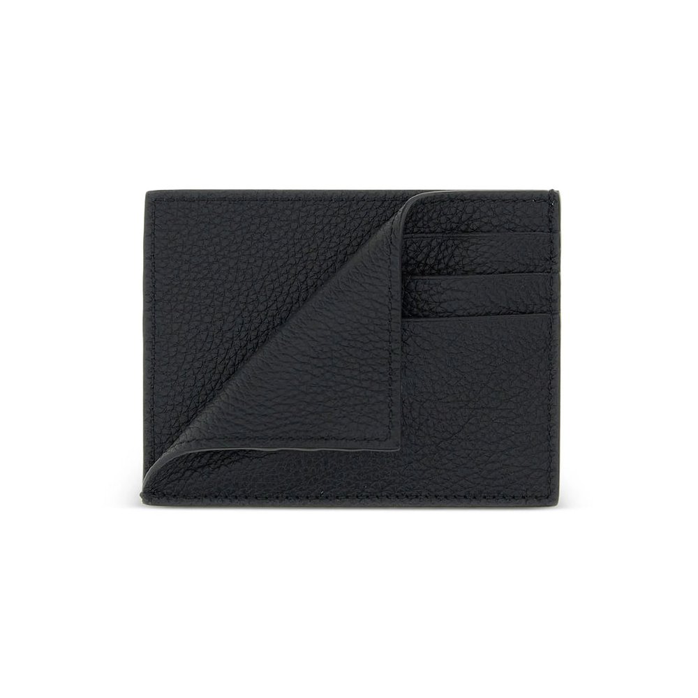 Thom Browne Pebbled Leather Card Case — Black, view 2