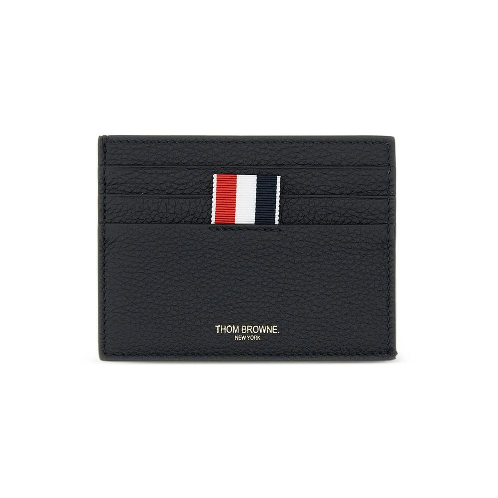 Thom Browne Pebbled Leather Card Case — Black, view 3