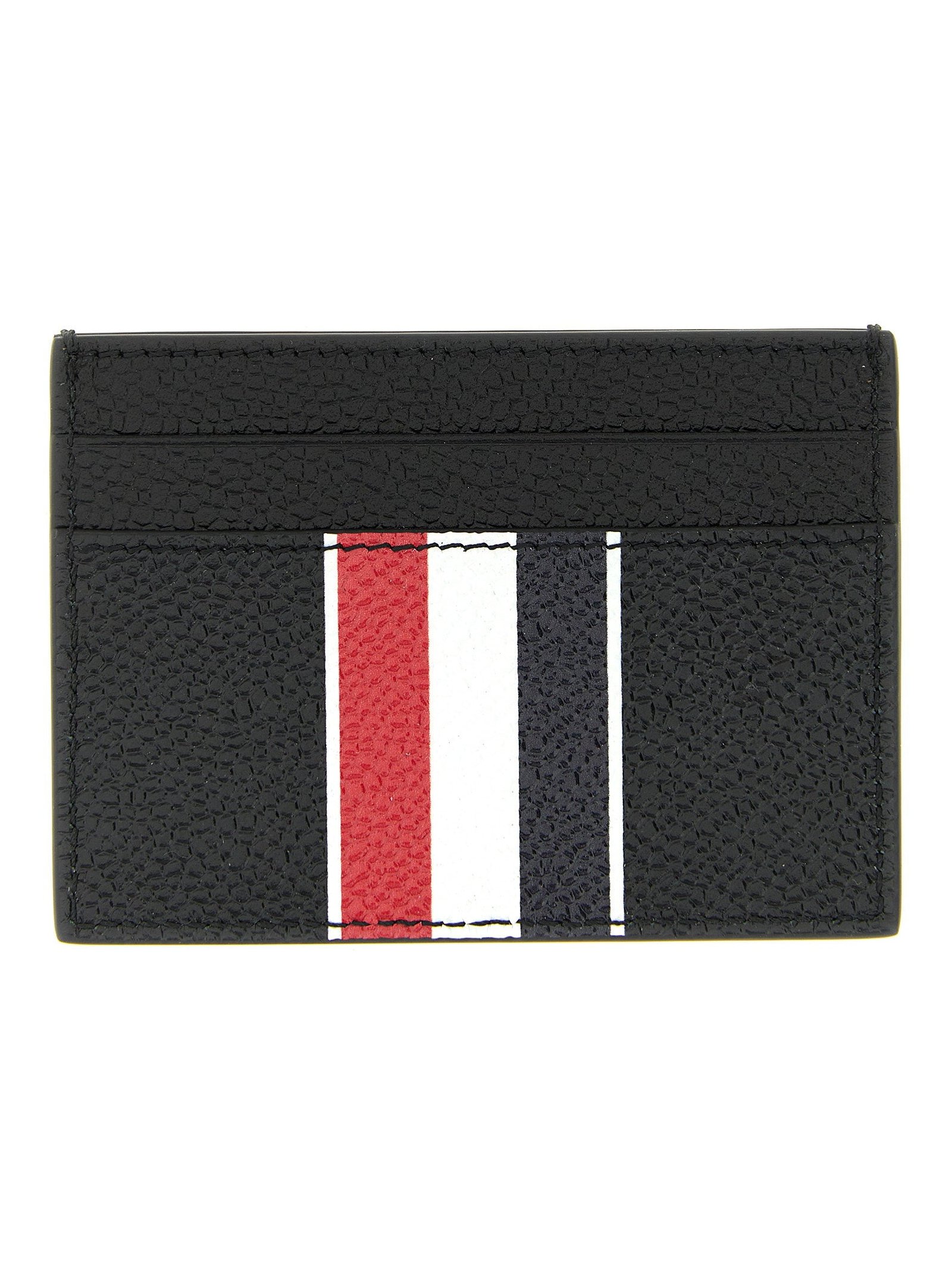 Thom Browne RWB-Striped Leather Card Case — Black, view 2
