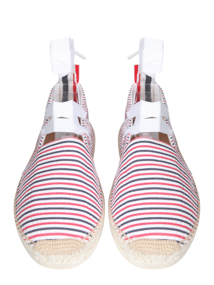 Thom Browne Seersucker Cotton Espadrille Sandal — Multicolor, view 3