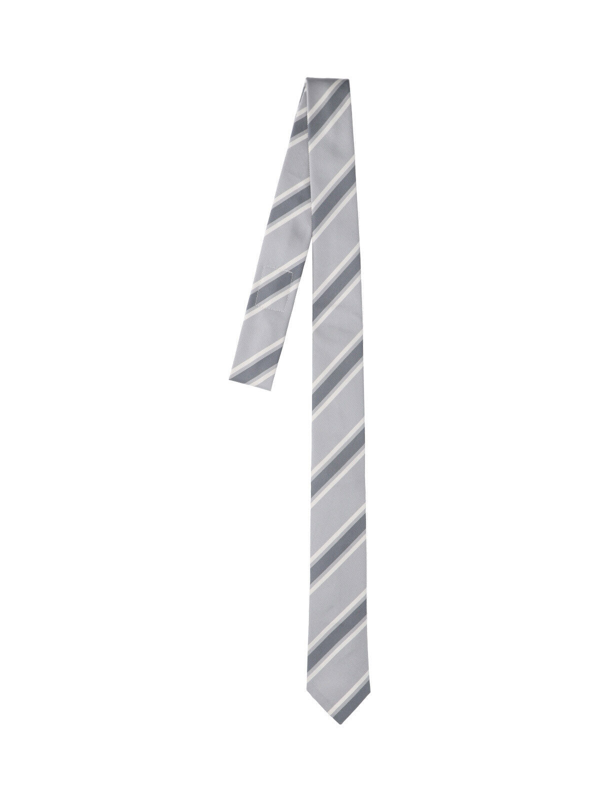 Thom Browne Diagonal Striped Silk Necktie — Gray by Thom Browne