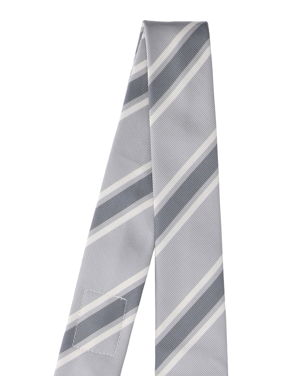 Thom Browne Diagonal Striped Silk Necktie — Gray, view 2