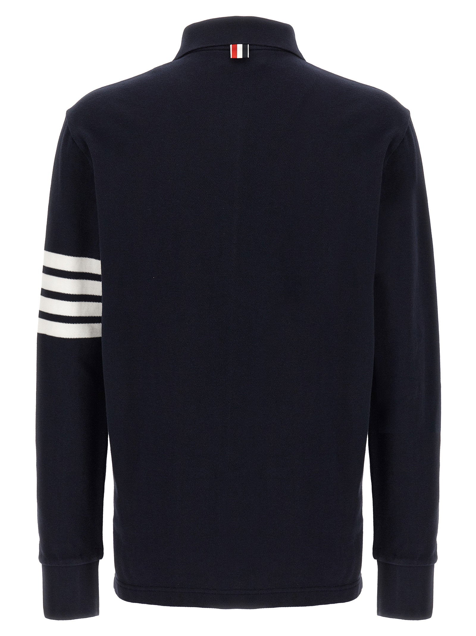 Thom Browne 4-Bar Striped Polo Shirt — Navy, view 2
